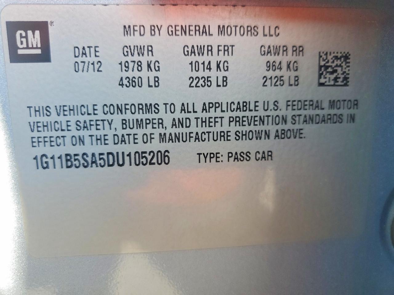 2013 Chevrolet Malibu Ls Blue vin: 1G11B5SA5DU105206