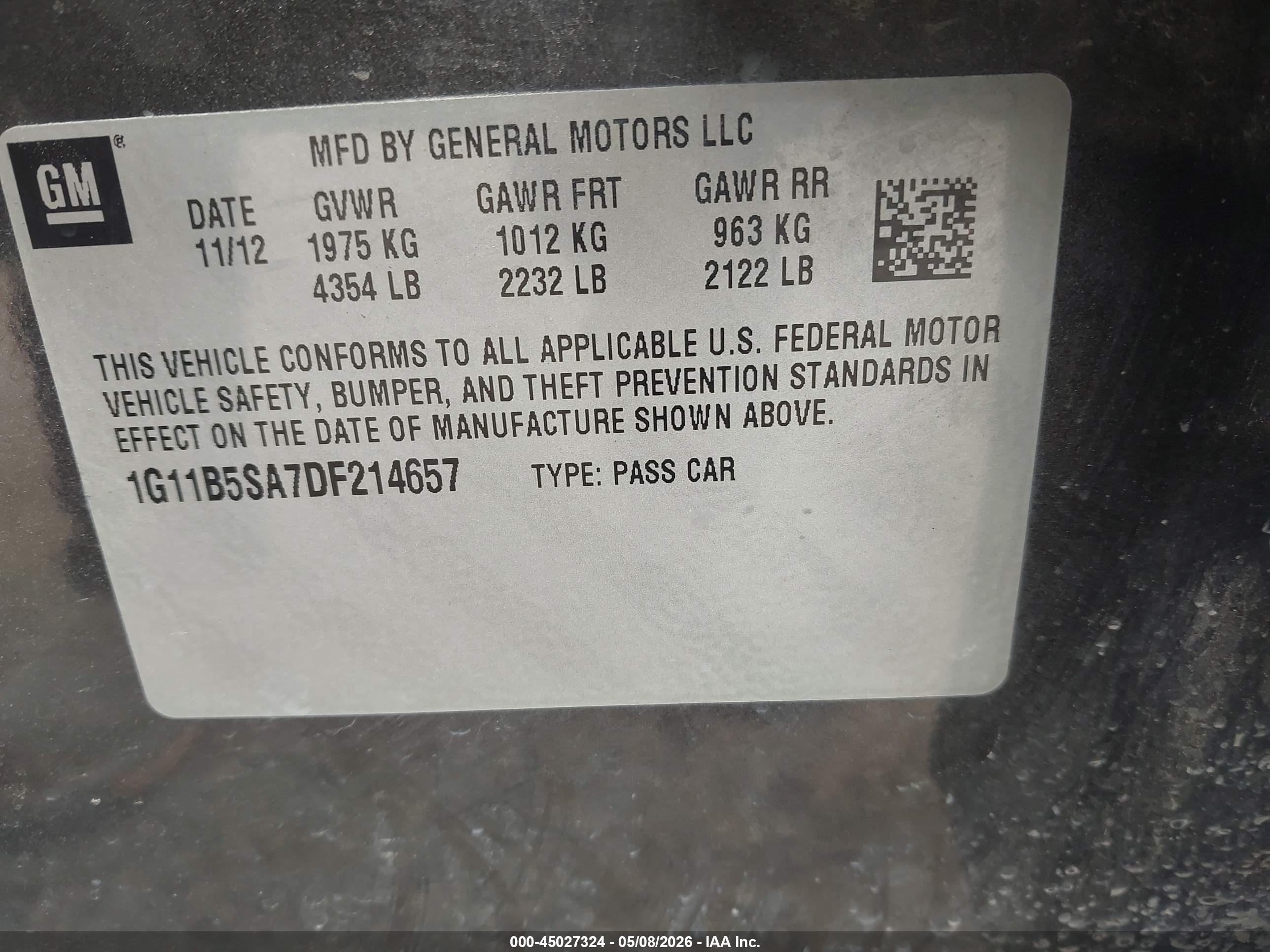 2013 Chevrolet Malibu 1ls Gray vin: 1G11B5SA7DF214657