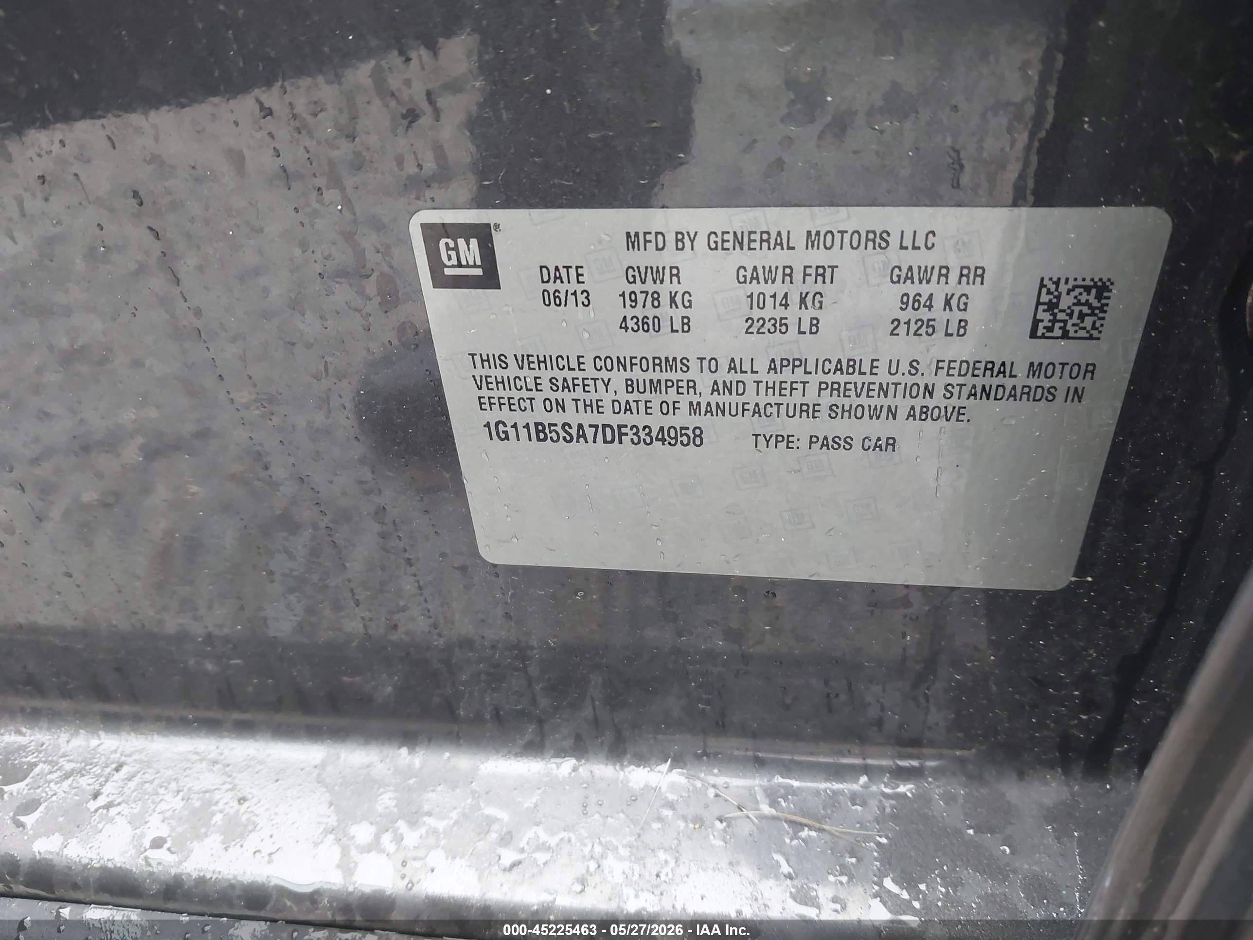 2013 Chevrolet Malibu 1ls Gray vin: 1G11B5SA7DF334958