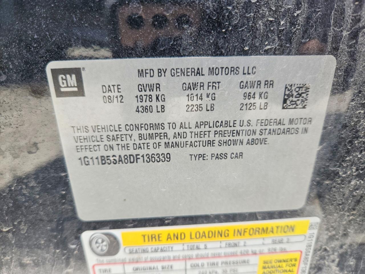 2013 Chevrolet Malibu Ls Charcoal vin: 1G11B5SA8DF136339