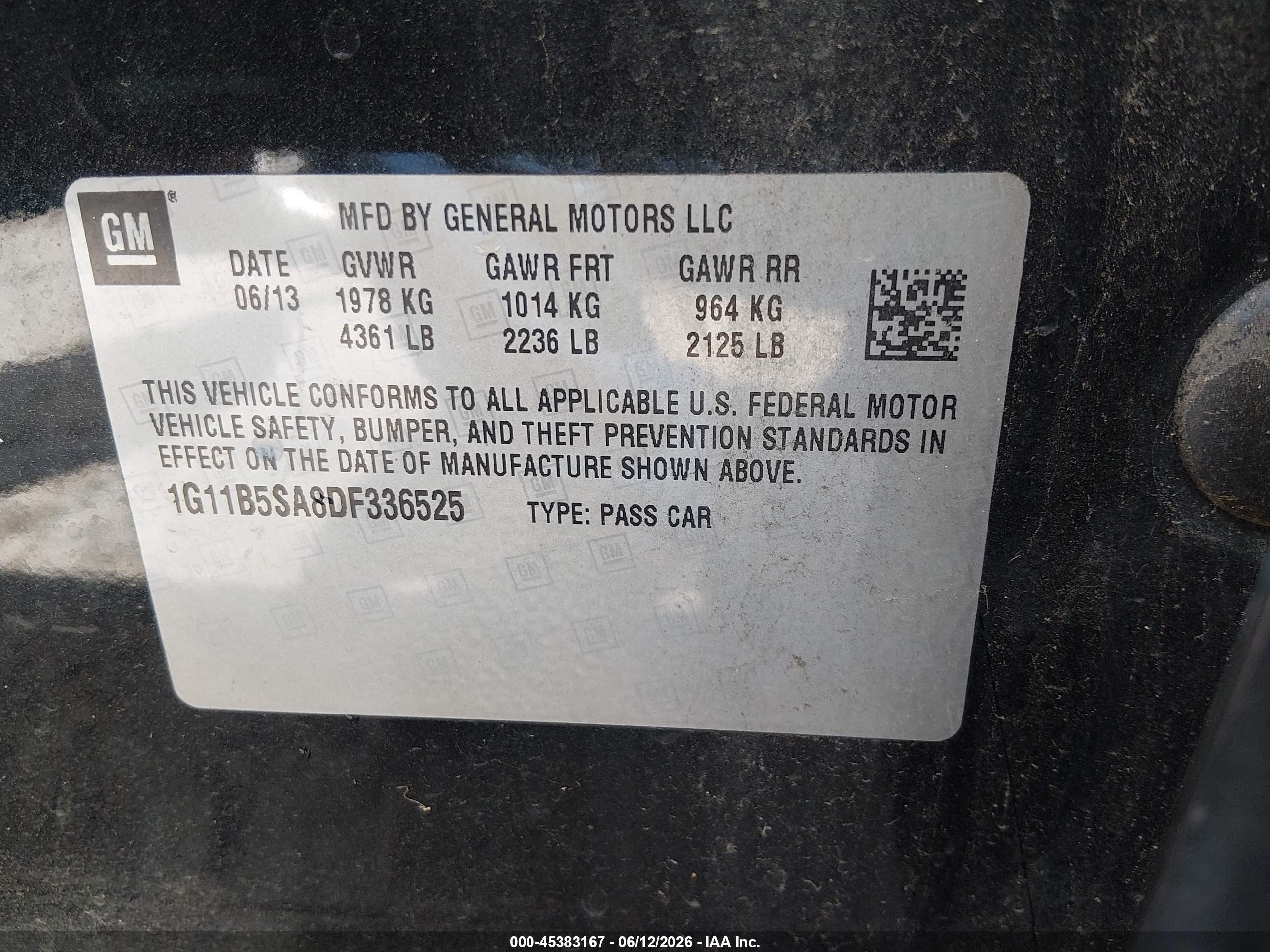 2013 Chevrolet Malibu 1ls Black vin: 1G11B5SA8DF336525
