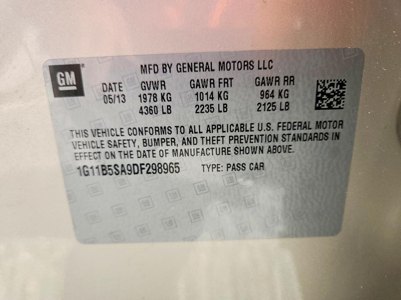 2013 Chevrolet Malibu Ls Tan vin: 1G11B5SA9DF298965