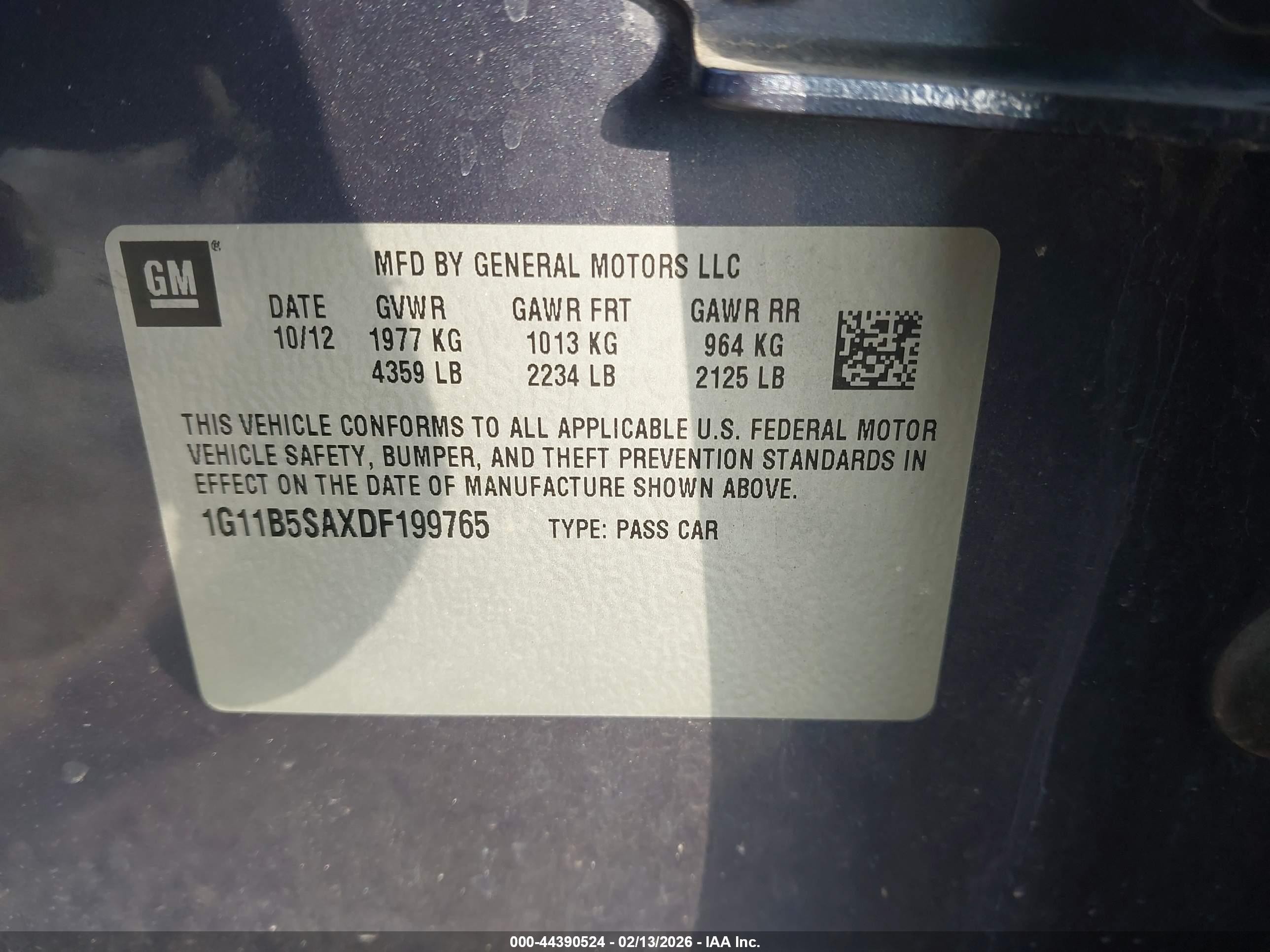 2013 Chevrolet Malibu 1ls Blue vin: 1G11B5SAXDF199765