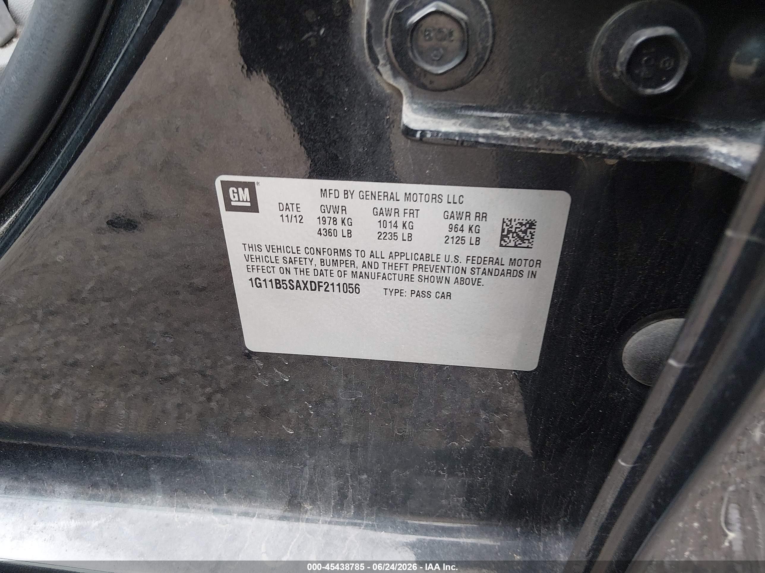 2013 Chevrolet Malibu 1ls Black vin: 1G11B5SAXDF211056