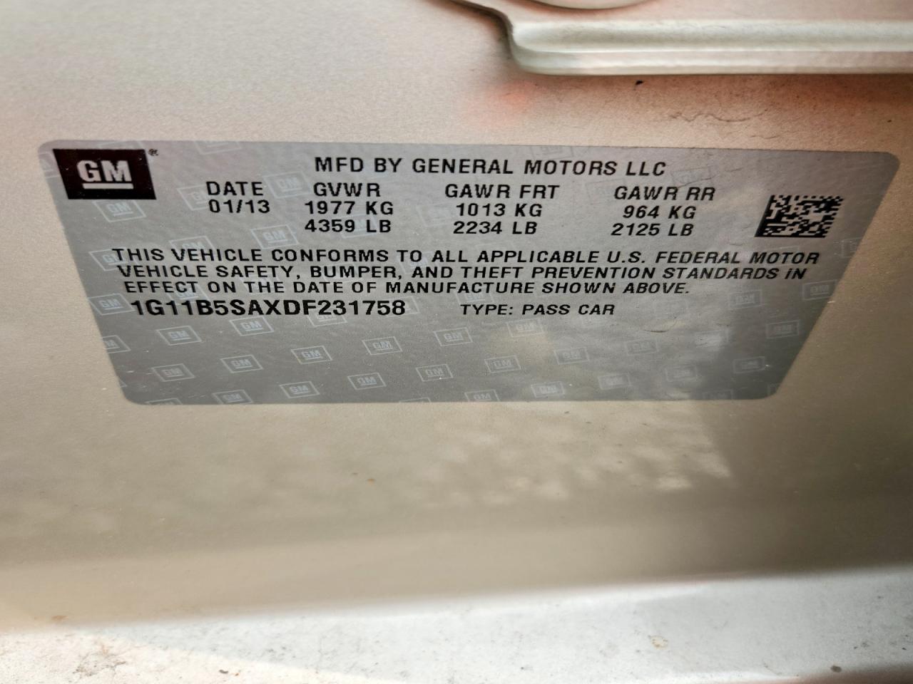 2013 Chevrolet Malibu Ls Beige vin: 1G11B5SAXDF231758