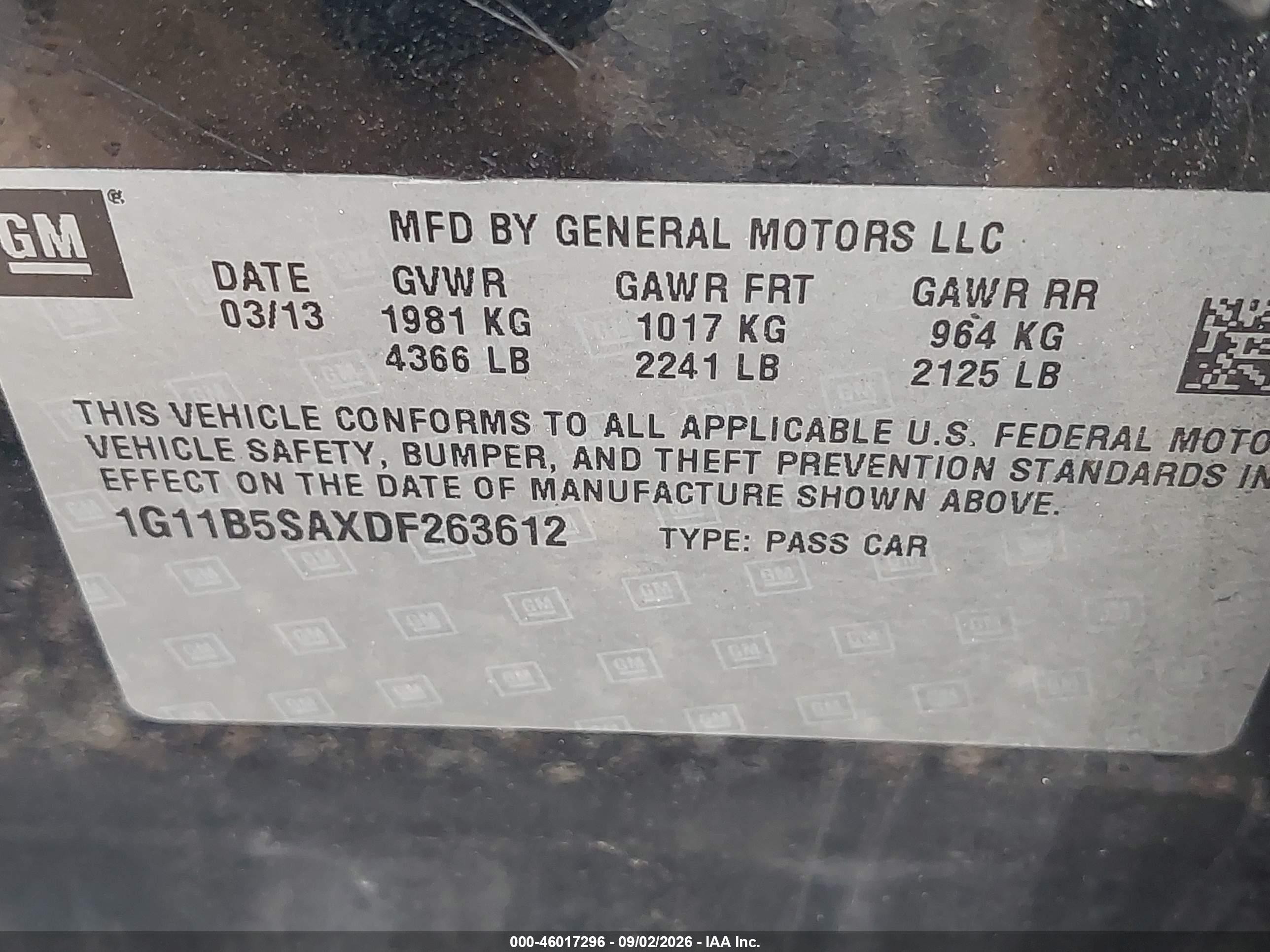 2013 Chevrolet Malibu 1ls Черный vin: 1G11B5SAXDF263612