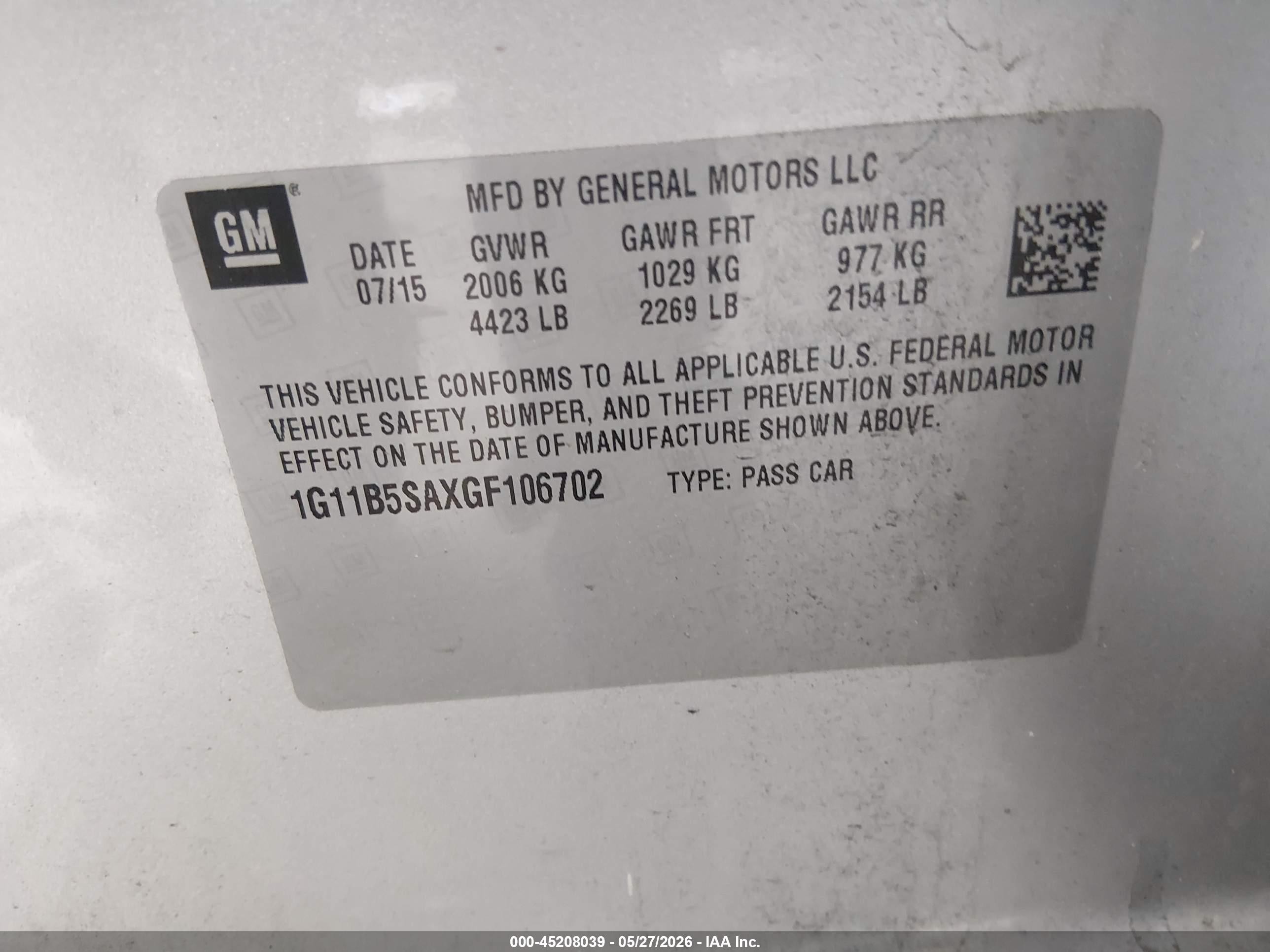 2016 Chevrolet Malibu Limited Ls Silver vin: 1G11B5SAXGF106702