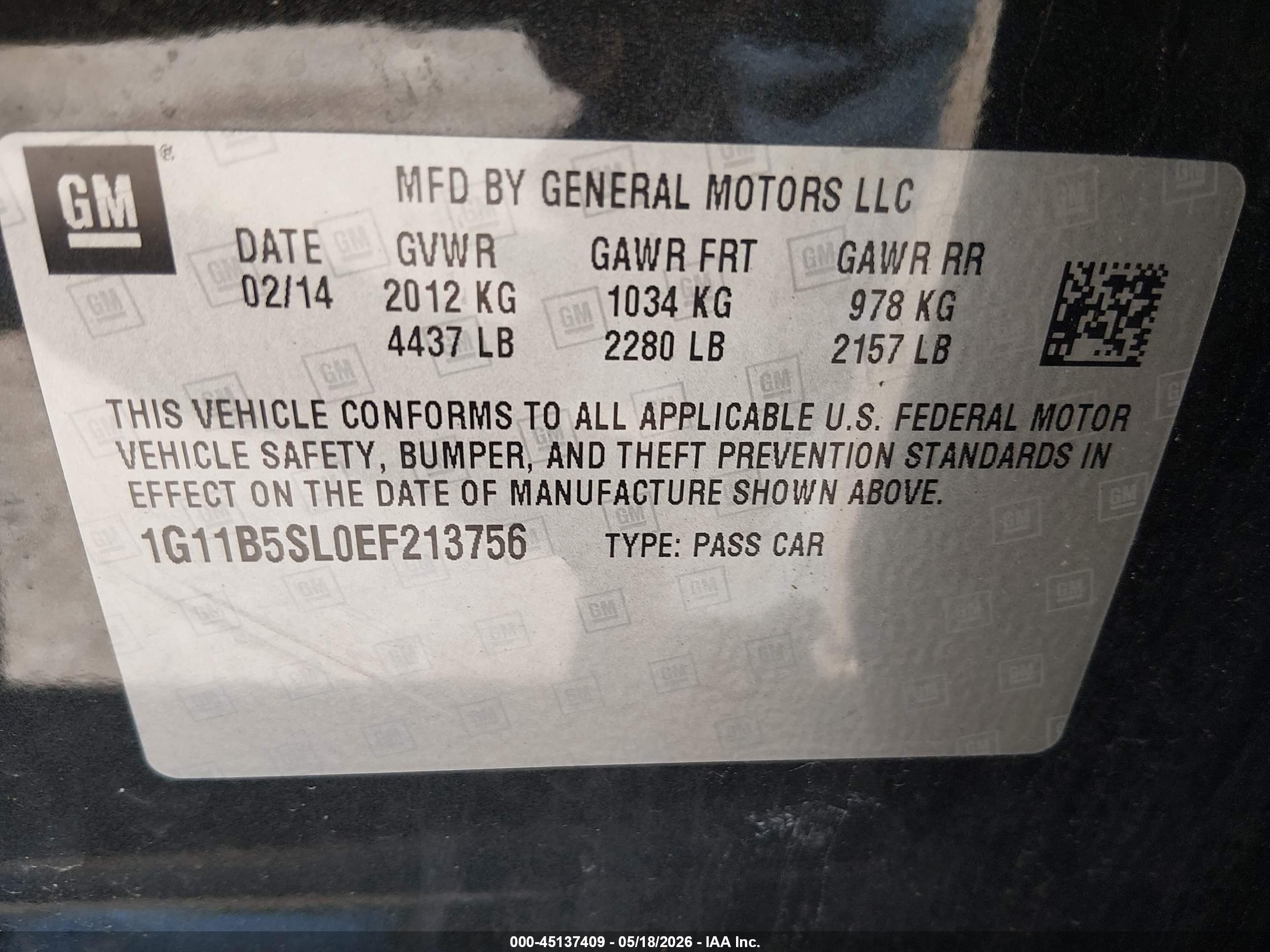 2014 Chevrolet Malibu 1ls Gray vin: 1G11B5SL0EF213756