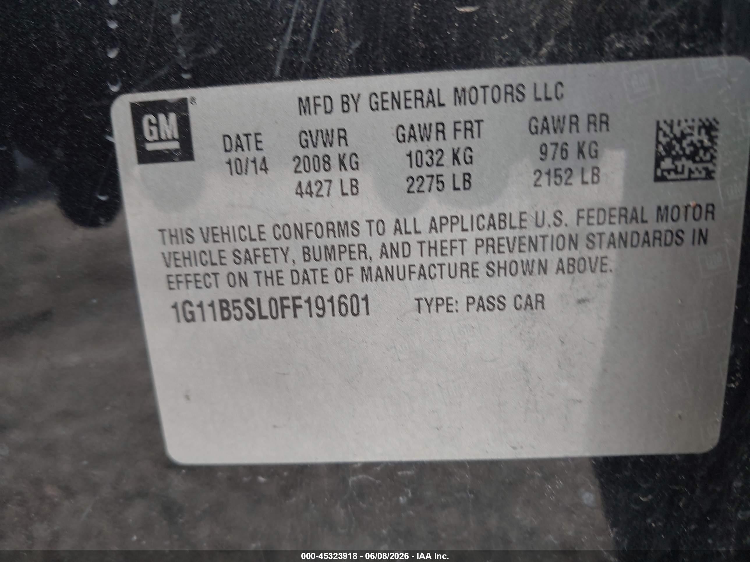 2015 Chevrolet Malibu Ls Black vin: 1G11B5SL0FF191601