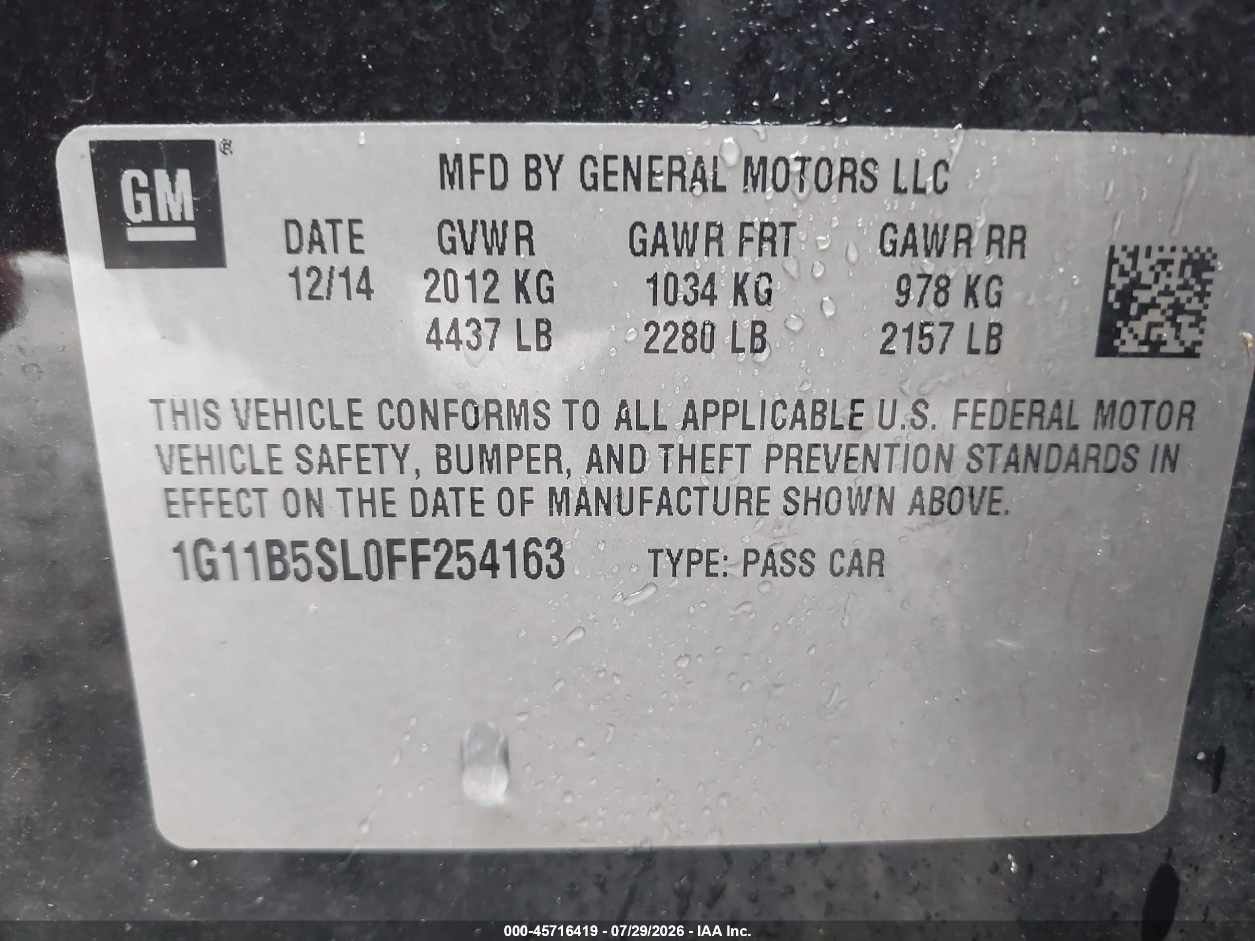 2015 Chevrolet Malibu Ls Black vin: 1G11B5SL0FF254163