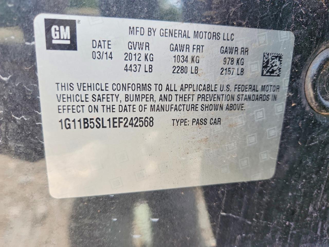 2014 Chevrolet Malibu Ls Black vin: 1G11B5SL1EF242568