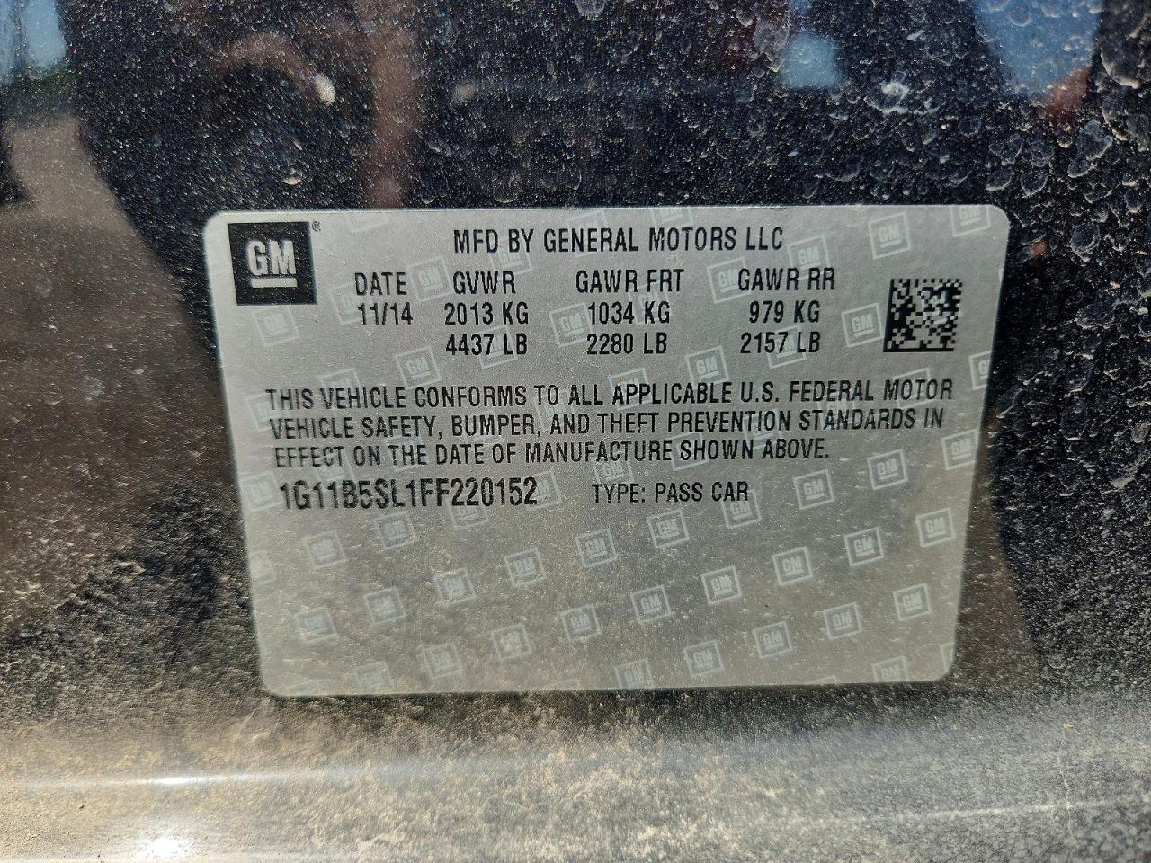 2015 Chevrolet Malibu Ls Black vin: 1G11B5SL1FF220152
