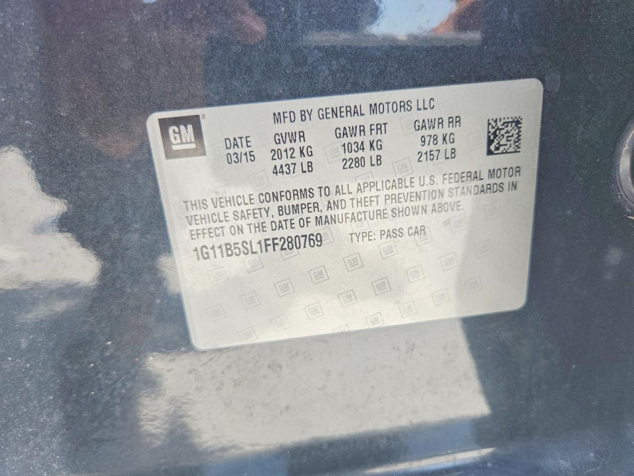 2015 Chevrolet Malibu Ls Gray vin: 1G11B5SL1FF280769
