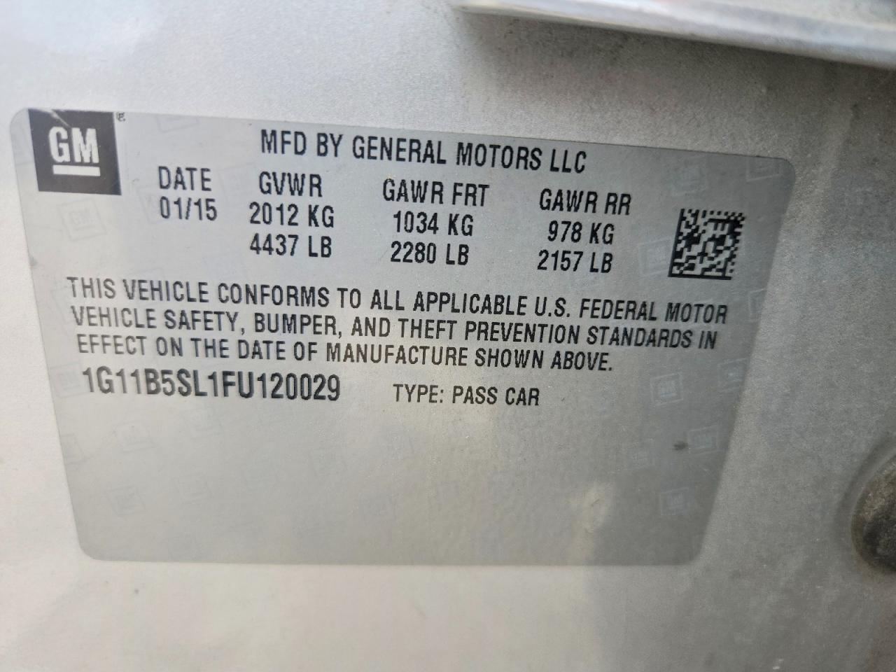2015 Chevrolet Malibu Ls Silver vin: 1G11B5SL1FU120029