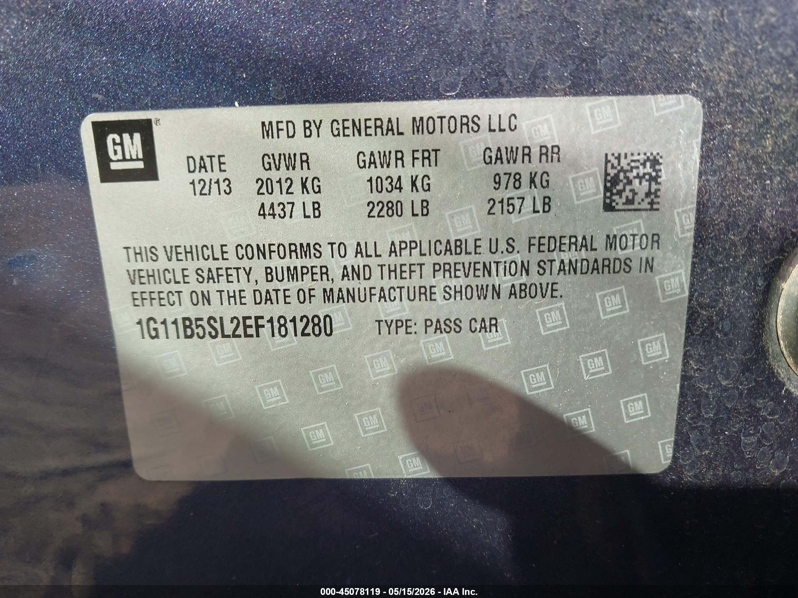 2014 Chevrolet Malibu 1ls Gray vin: 1G11B5SL2EF181280