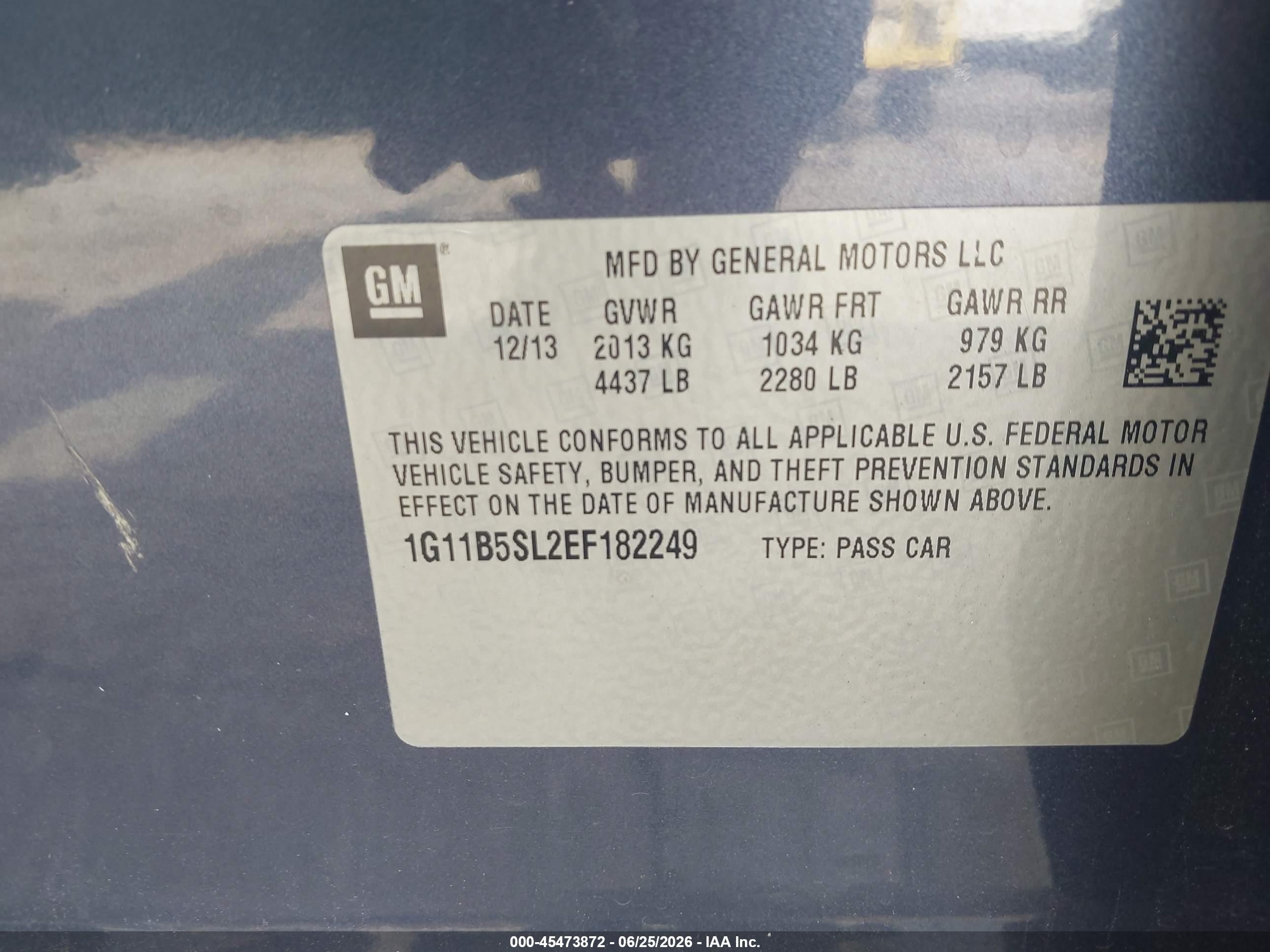 2014 Chevrolet Malibu 1ls Blue vin: 1G11B5SL2EF182249