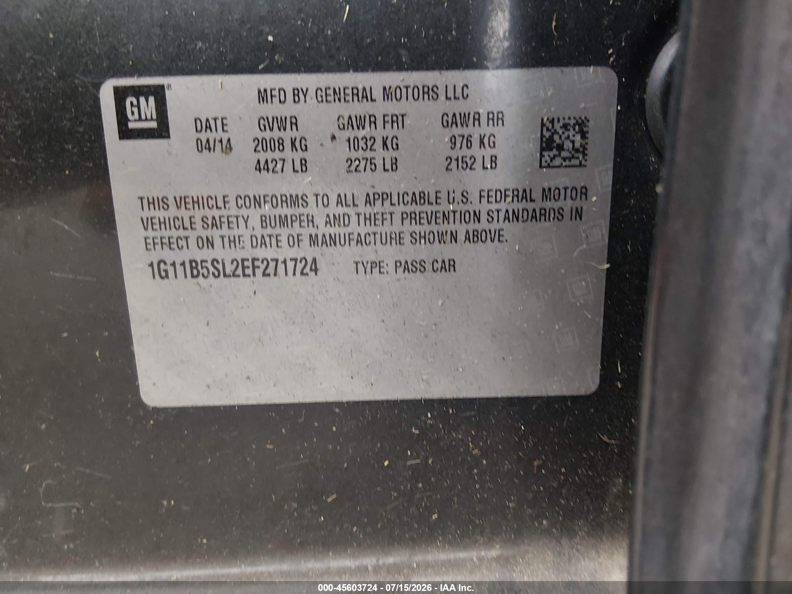 2014 Chevrolet Malibu 1ls Gray vin: 1G11B5SL2EF271724