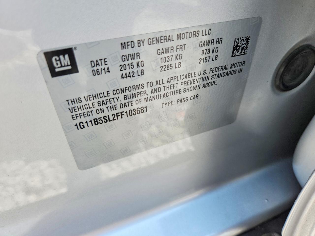 2015 Chevrolet Malibu Ls Серебряный vin: 1G11B5SL2FF103681