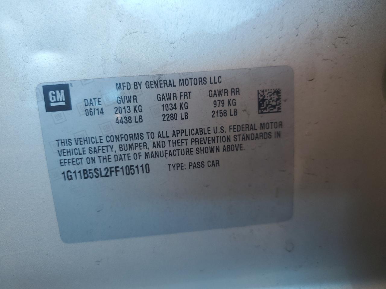 2015 Chevrolet Malibu Ls Silver vin: 1G11B5SL2FF105110