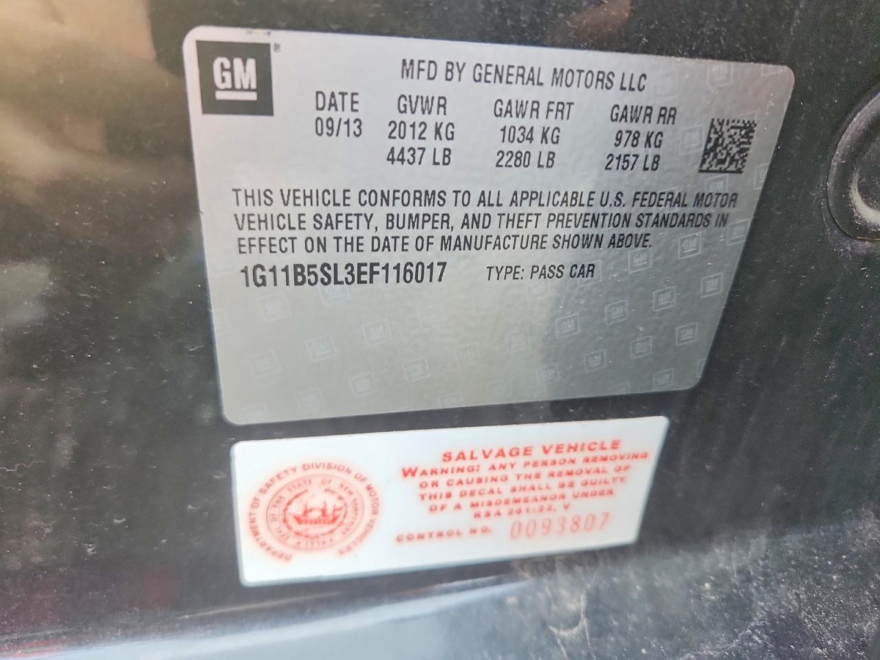 2014 Chevrolet Malibu Ls Black vin: 1G11B5SL3EF116017