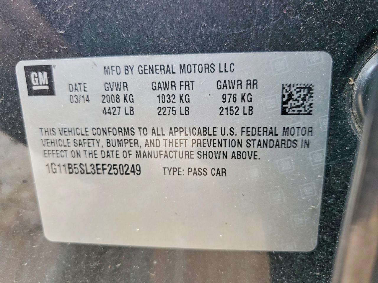 2014 Chevrolet Malibu Ls Charcoal vin: 1G11B5SL3EF250249