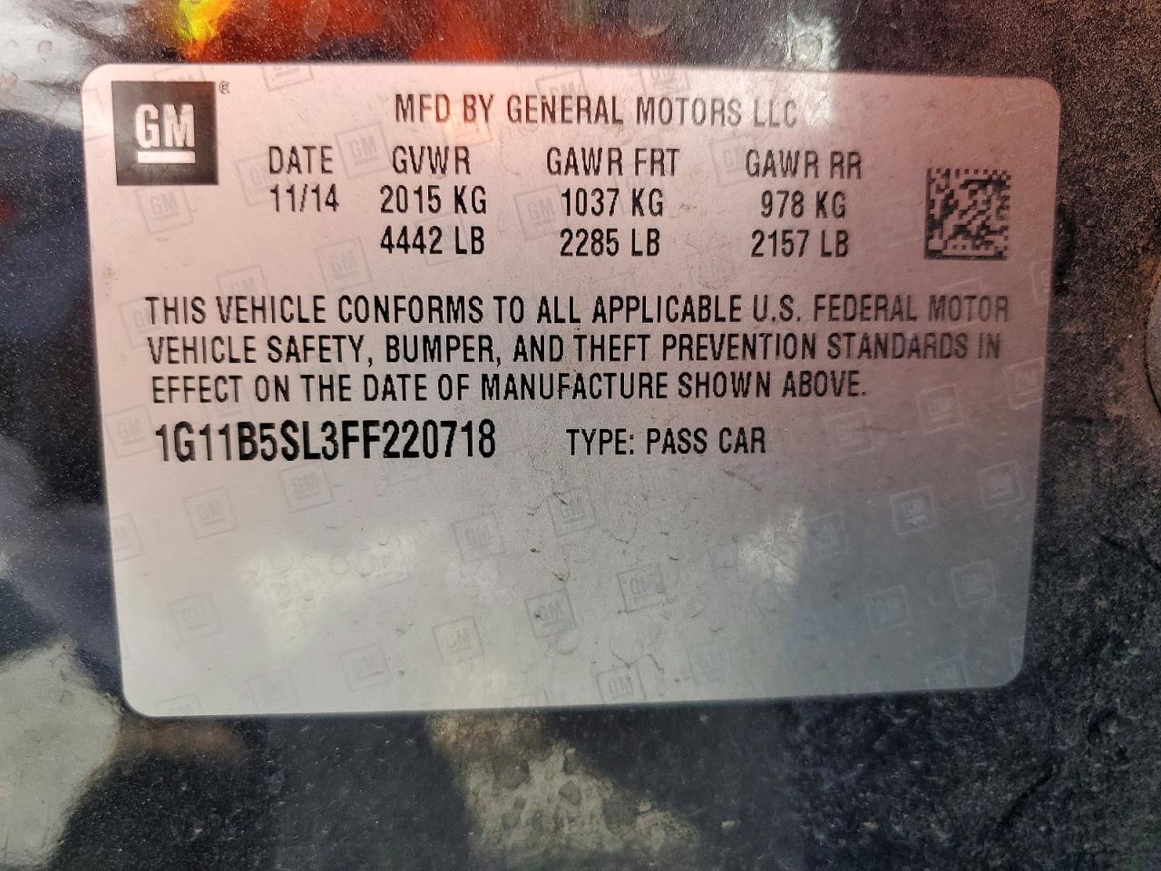 2015 Chevrolet Malibu Ls Charcoal vin: 1G11B5SL3FF220718