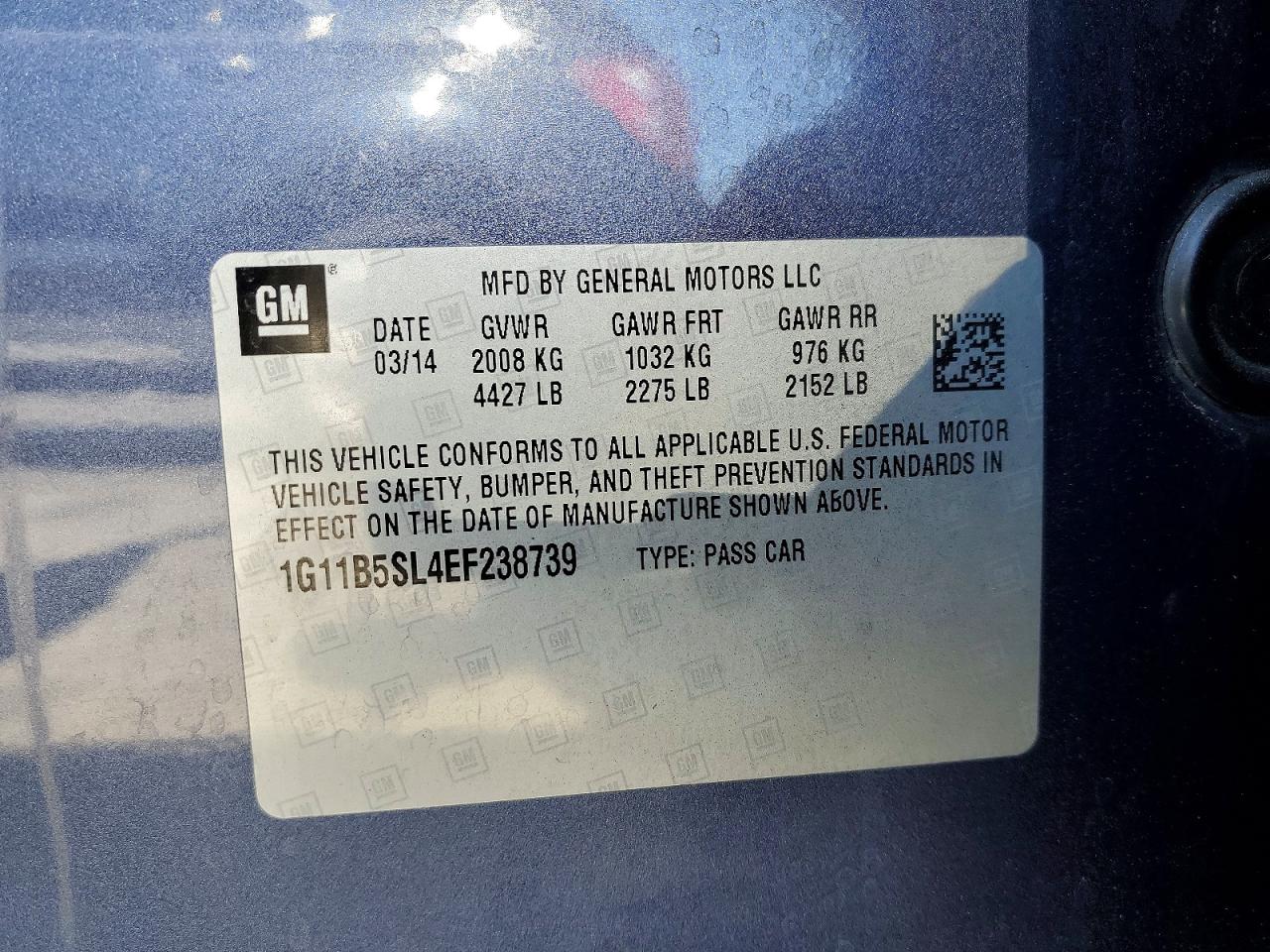 2014 Chevrolet Malibu Ls Blue vin: 1G11B5SL4EF238739