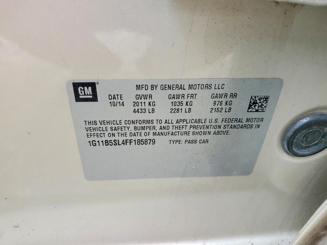 2015 Chevrolet Malibu Ls Beige vin: 1G11B5SL4FF185879