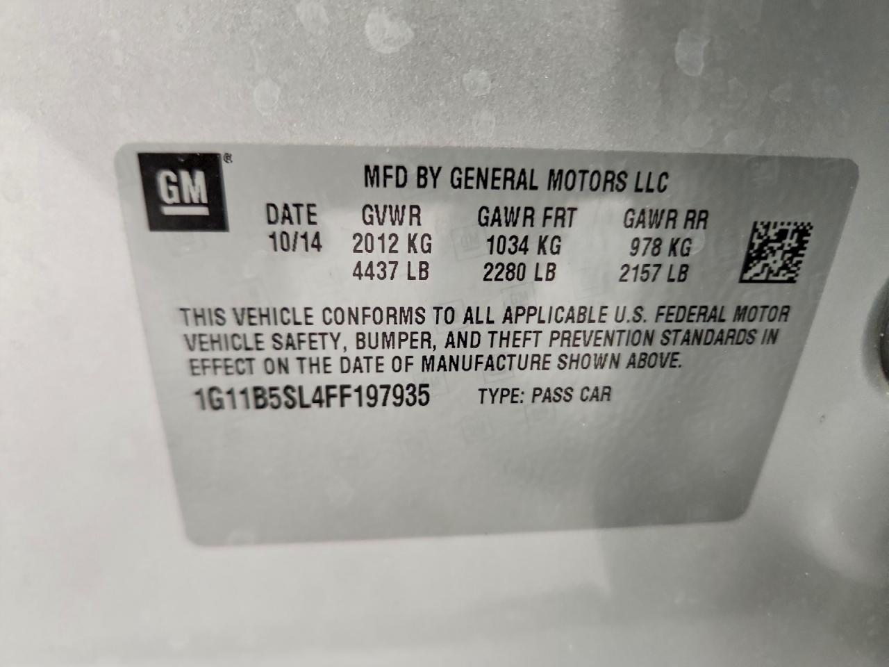 2015 Chevrolet Malibu Ls Silver vin: 1G11B5SL4FF197935