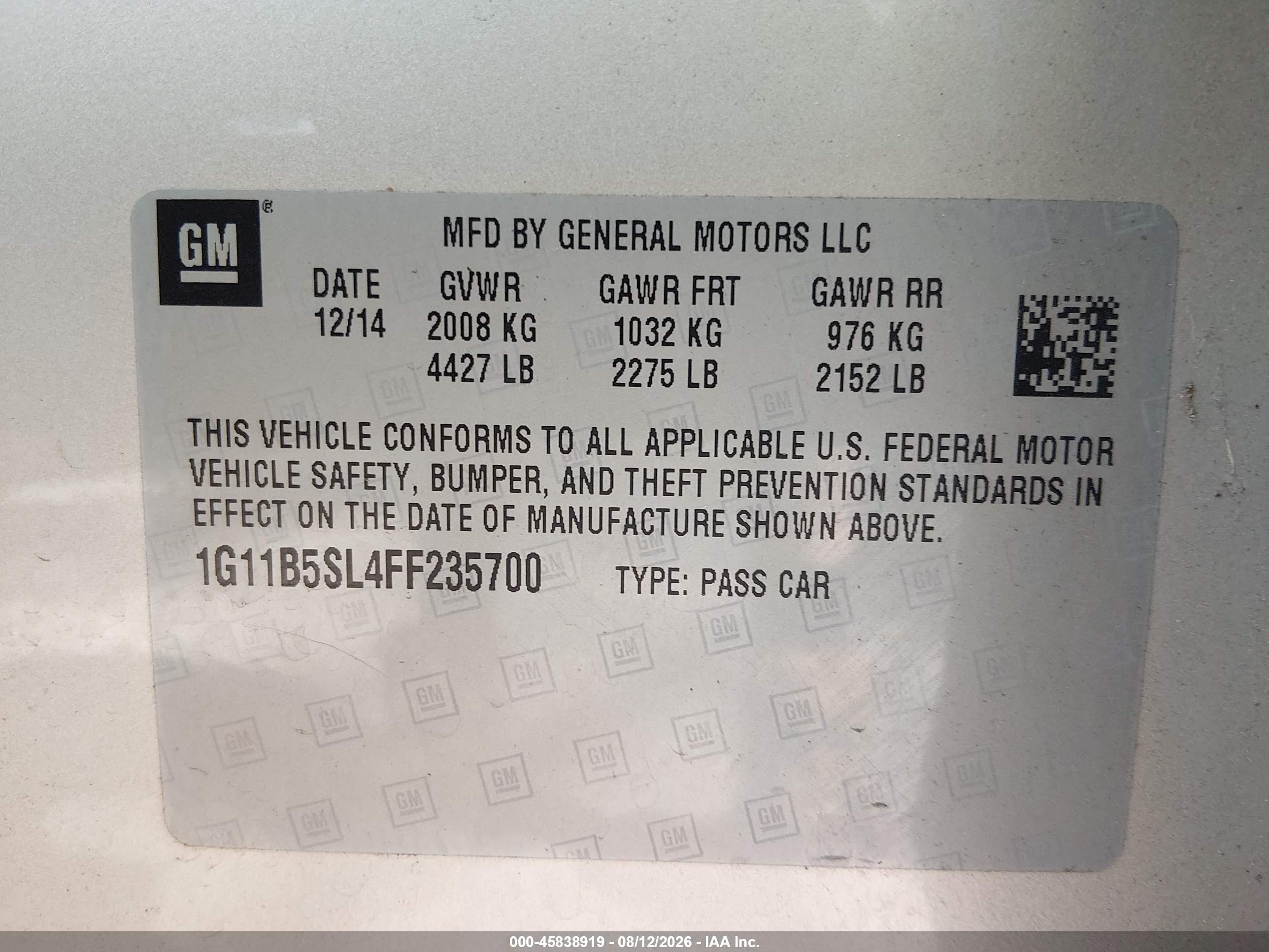 2015 Chevrolet Malibu Ls Beige vin: 1G11B5SL4FF235700