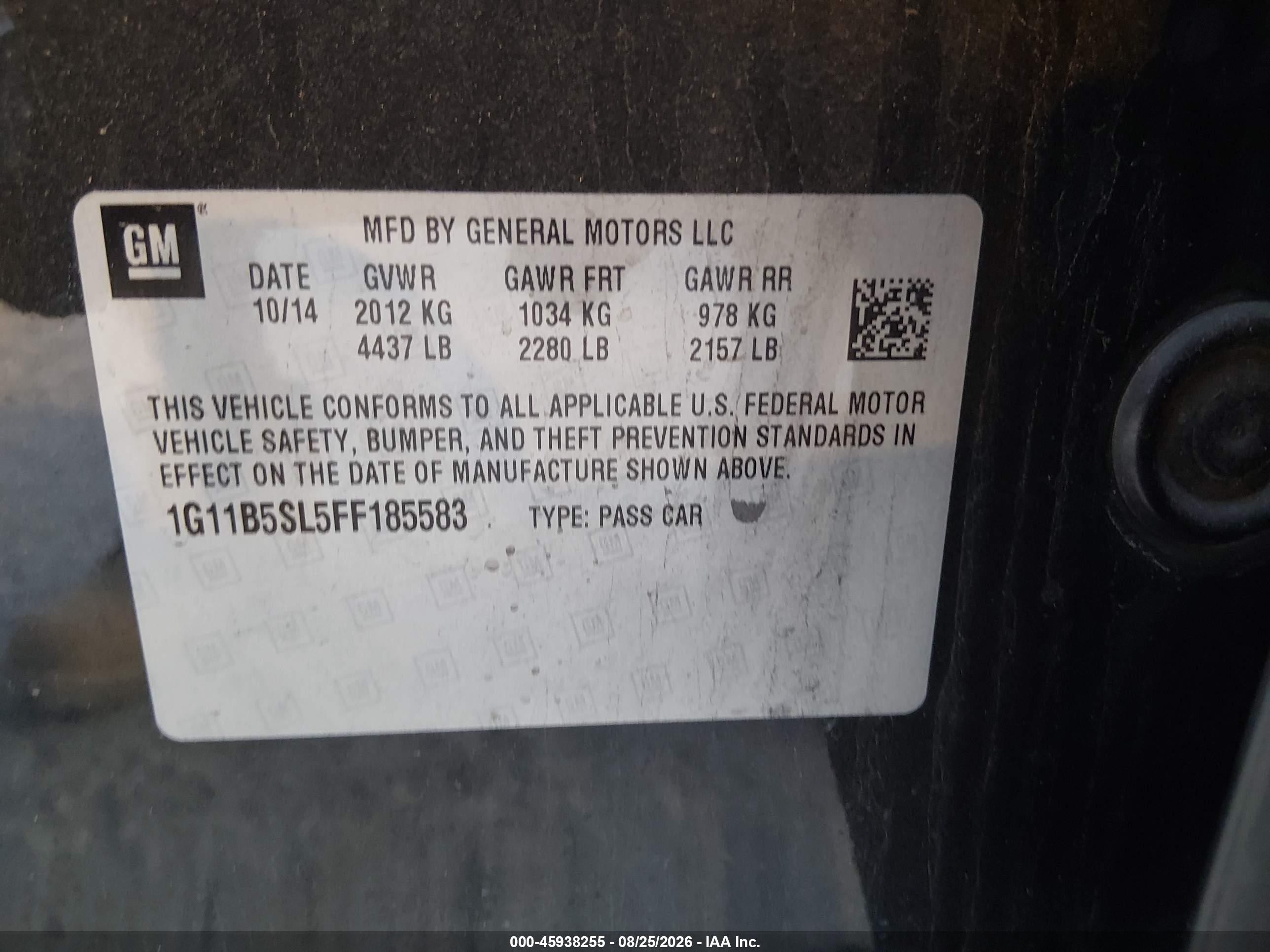 2015 Chevrolet Malibu Ls Синий vin: 1G11B5SL5FF185583