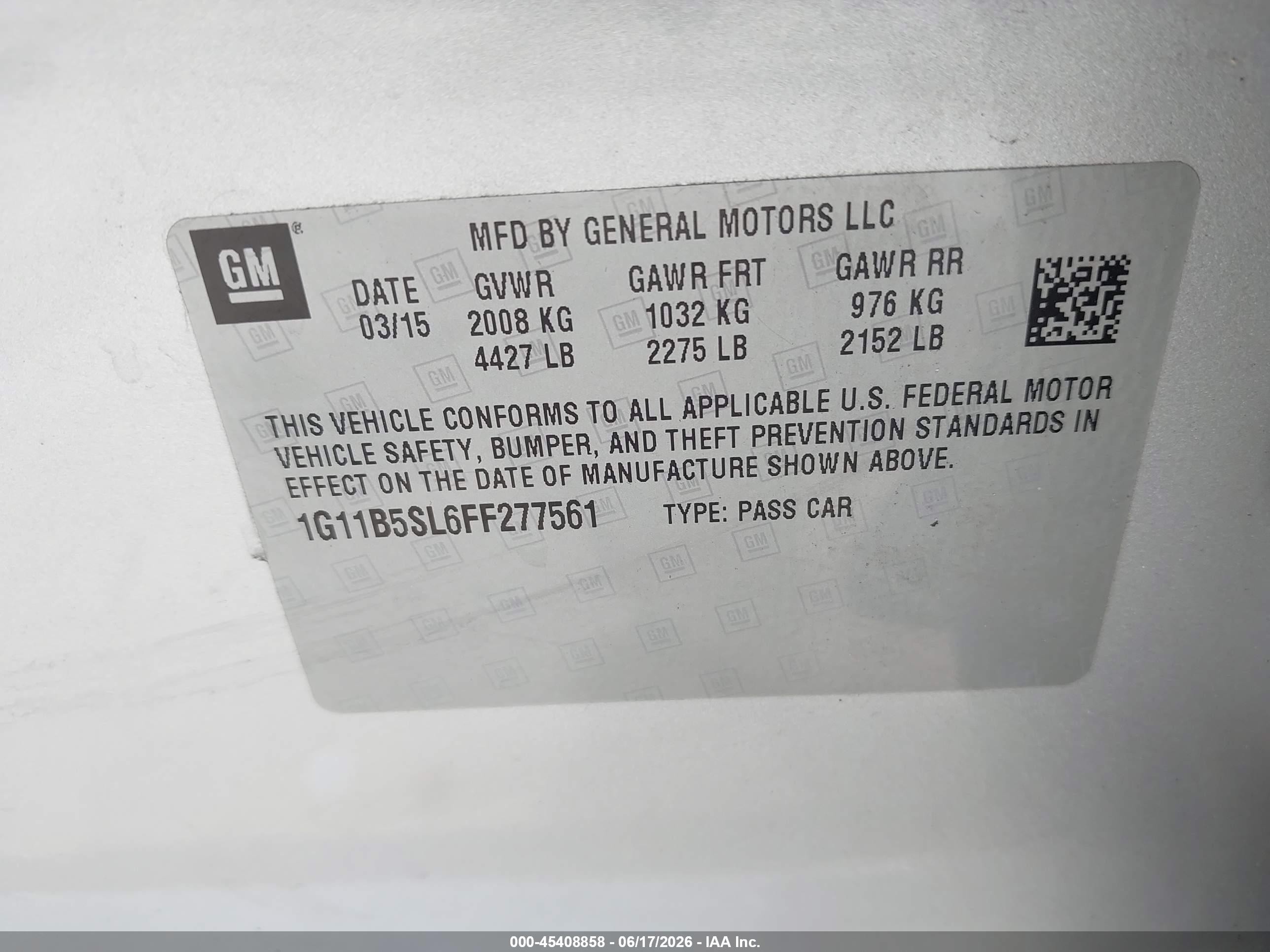 2015 Chevrolet Malibu Ls Gray vin: 1G11B5SL6FF277561