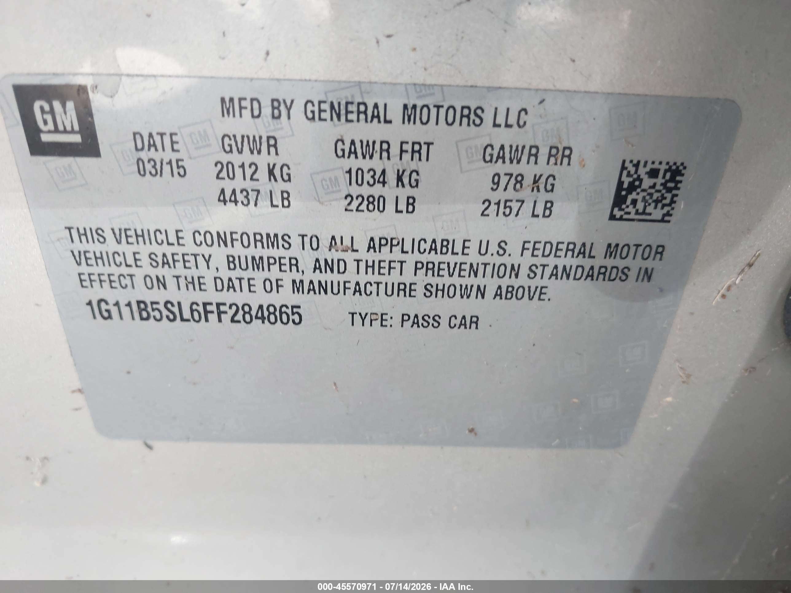 2015 Chevrolet Malibu Ls Brown vin: 1G11B5SL6FF284865