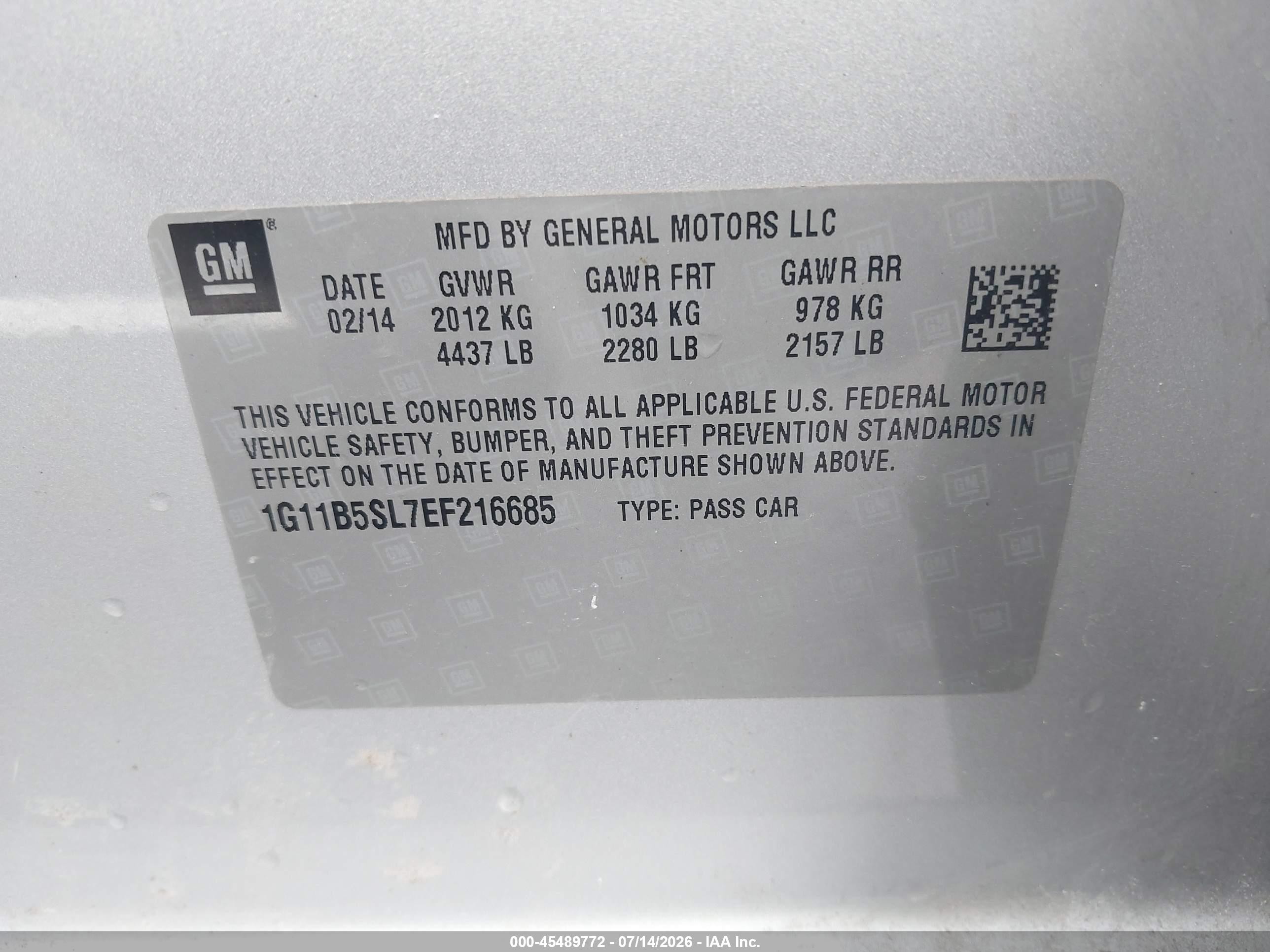 2014 Chevrolet Malibu 1ls Silver vin: 1G11B5SL7EF216685