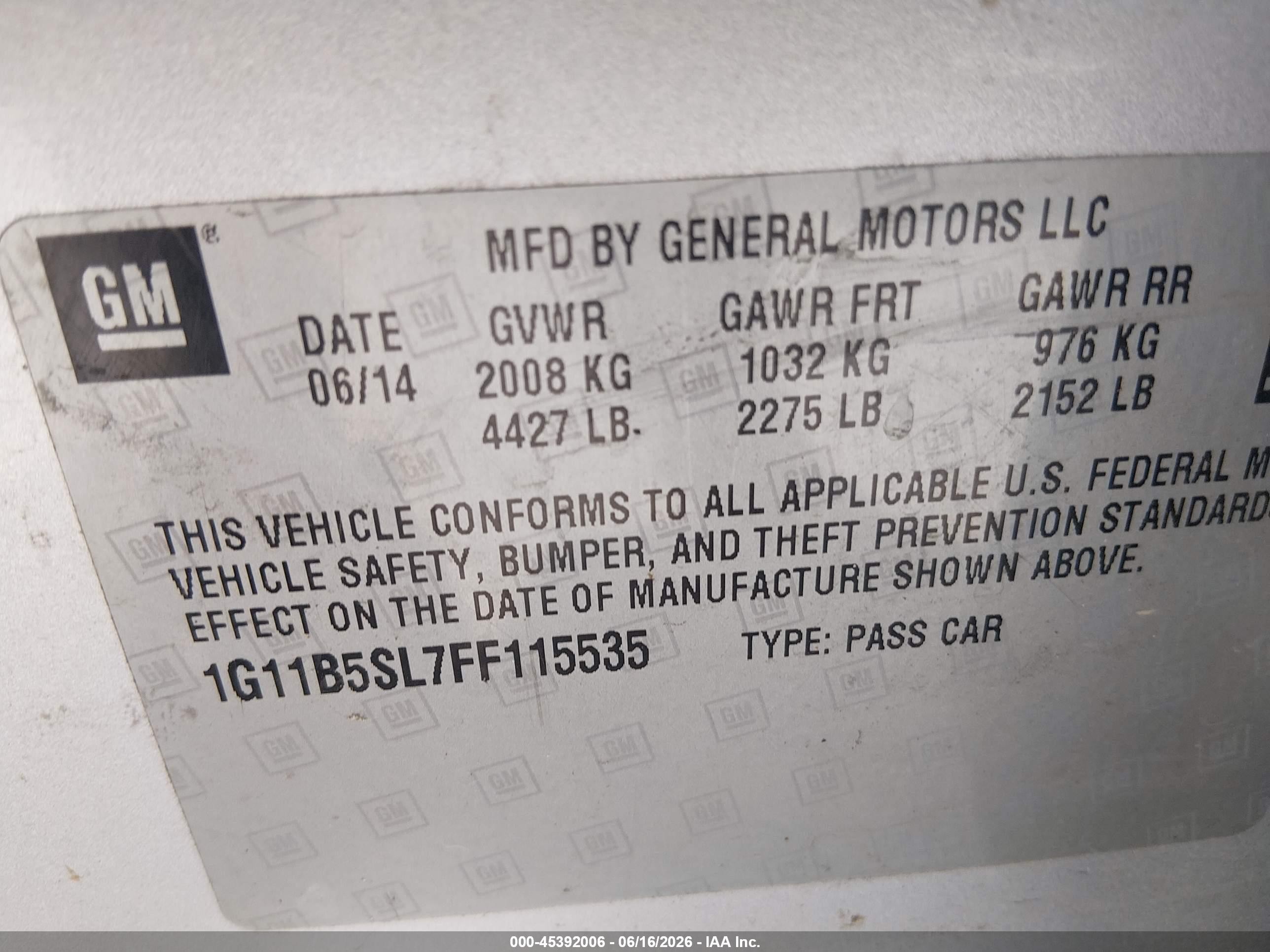 2015 Chevrolet Malibu Ls Gray vin: 1G11B5SL7FF115535