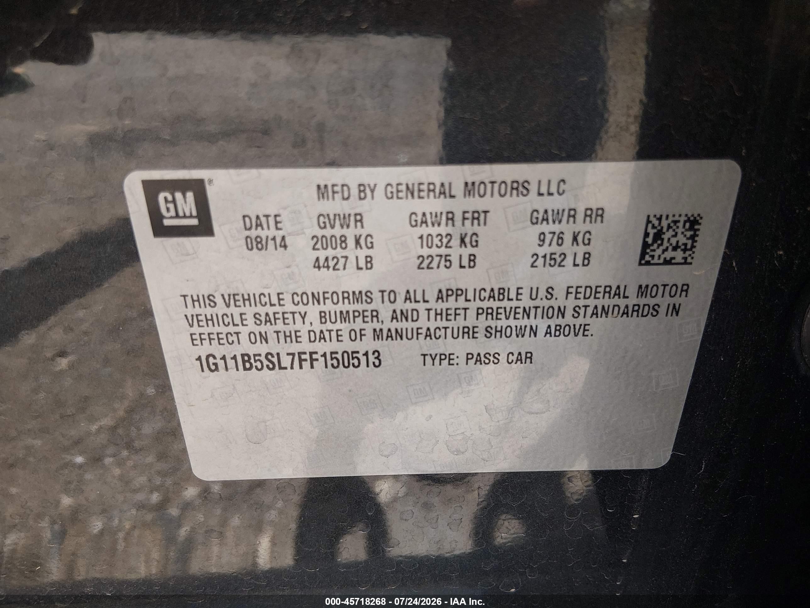 2015 Chevrolet Malibu Ls Gray vin: 1G11B5SL7FF150513
