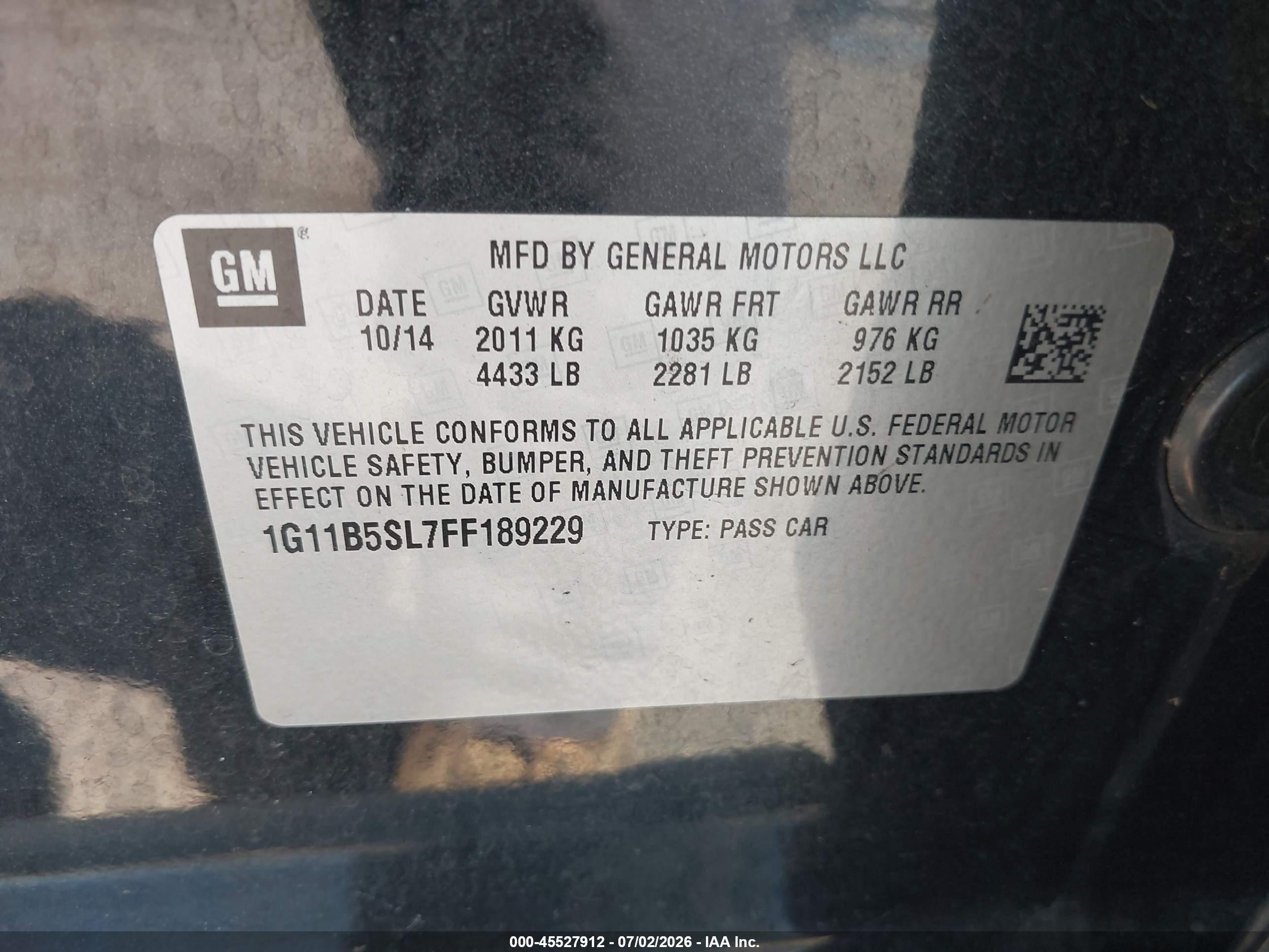 2015 Chevrolet Malibu Ls Черный vin: 1G11B5SL7FF189229
