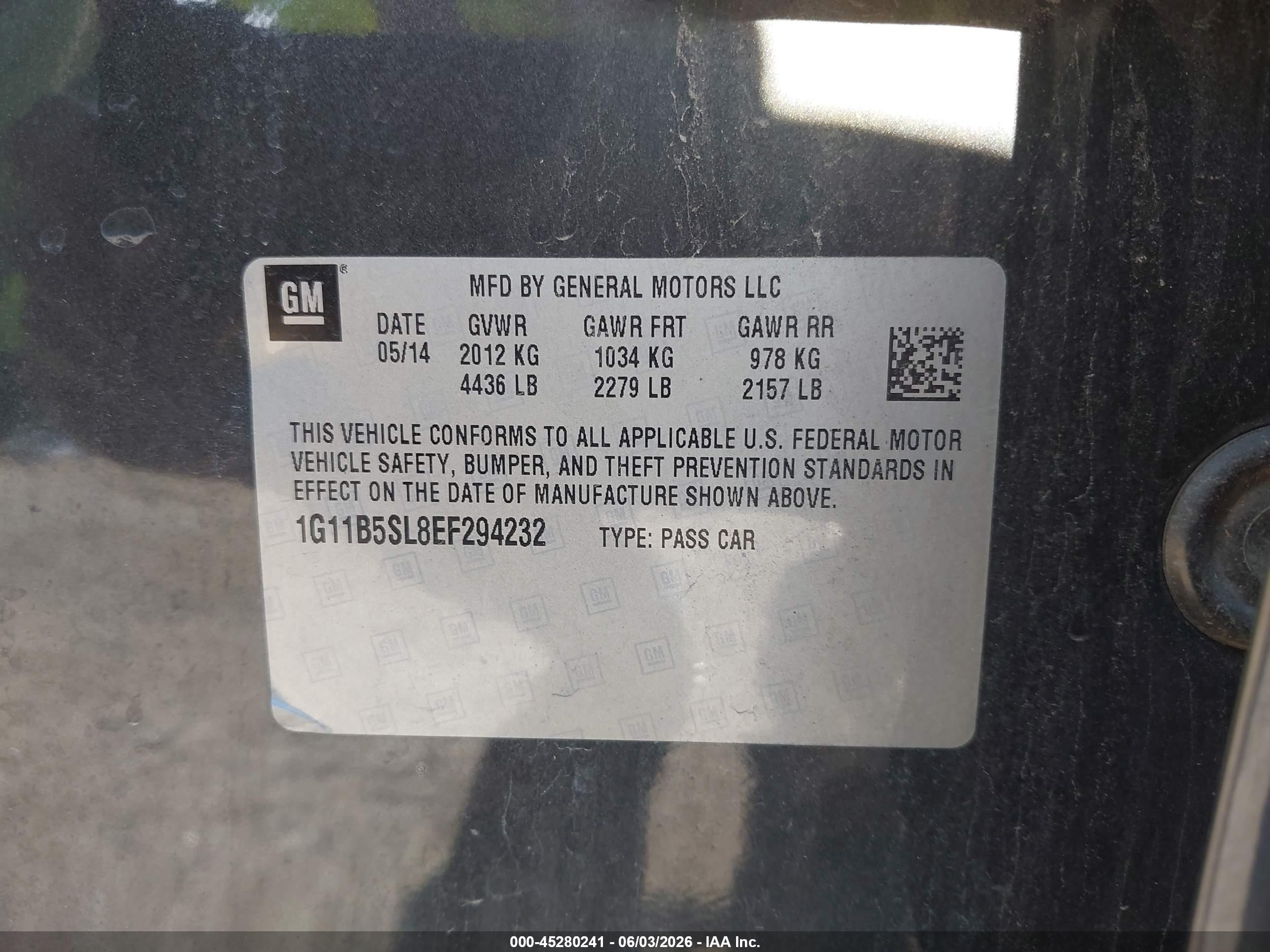 2014 Chevrolet Malibu 1ls Gray vin: 1G11B5SL8EF294232