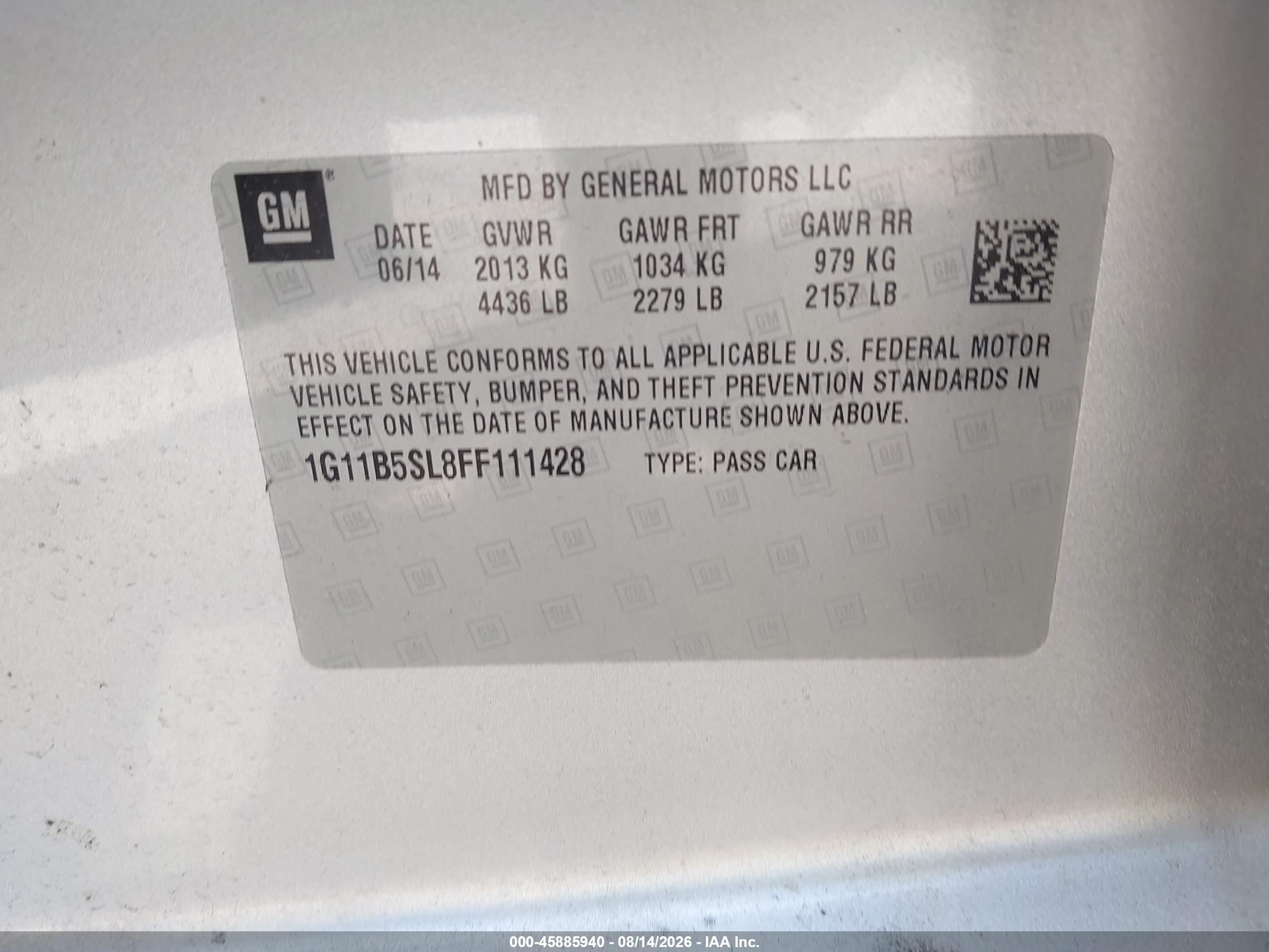 2015 Chevrolet Malibu Ls Серебряный vin: 1G11B5SL8FF111428