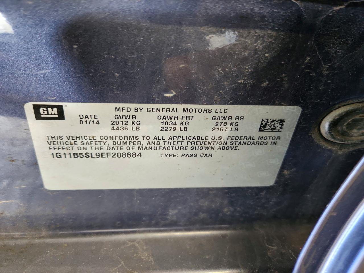 2014 Chevrolet Malibu Ls Blue vin: 1G11B5SL9EF208684