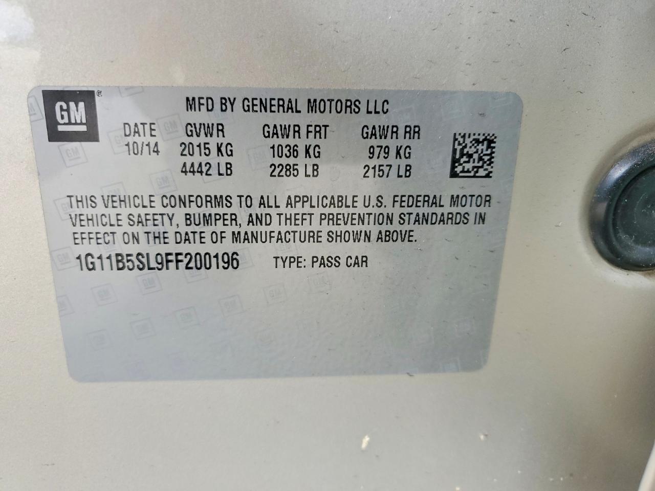 2015 Chevrolet Malibu Ls Beige vin: 1G11B5SL9FF200196