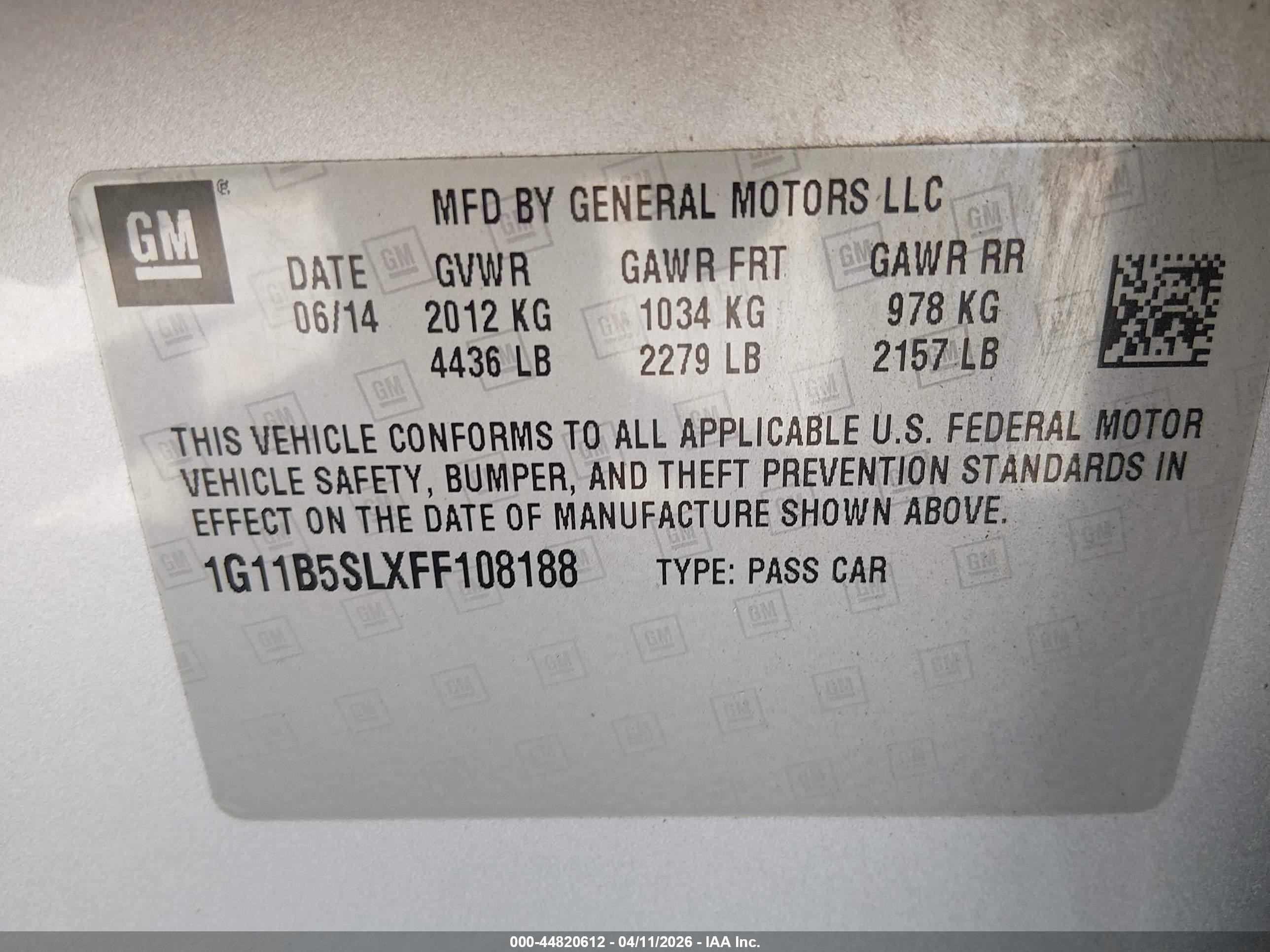 2015 Chevrolet Malibu Ls Gray vin: 1G11B5SLXFF108188