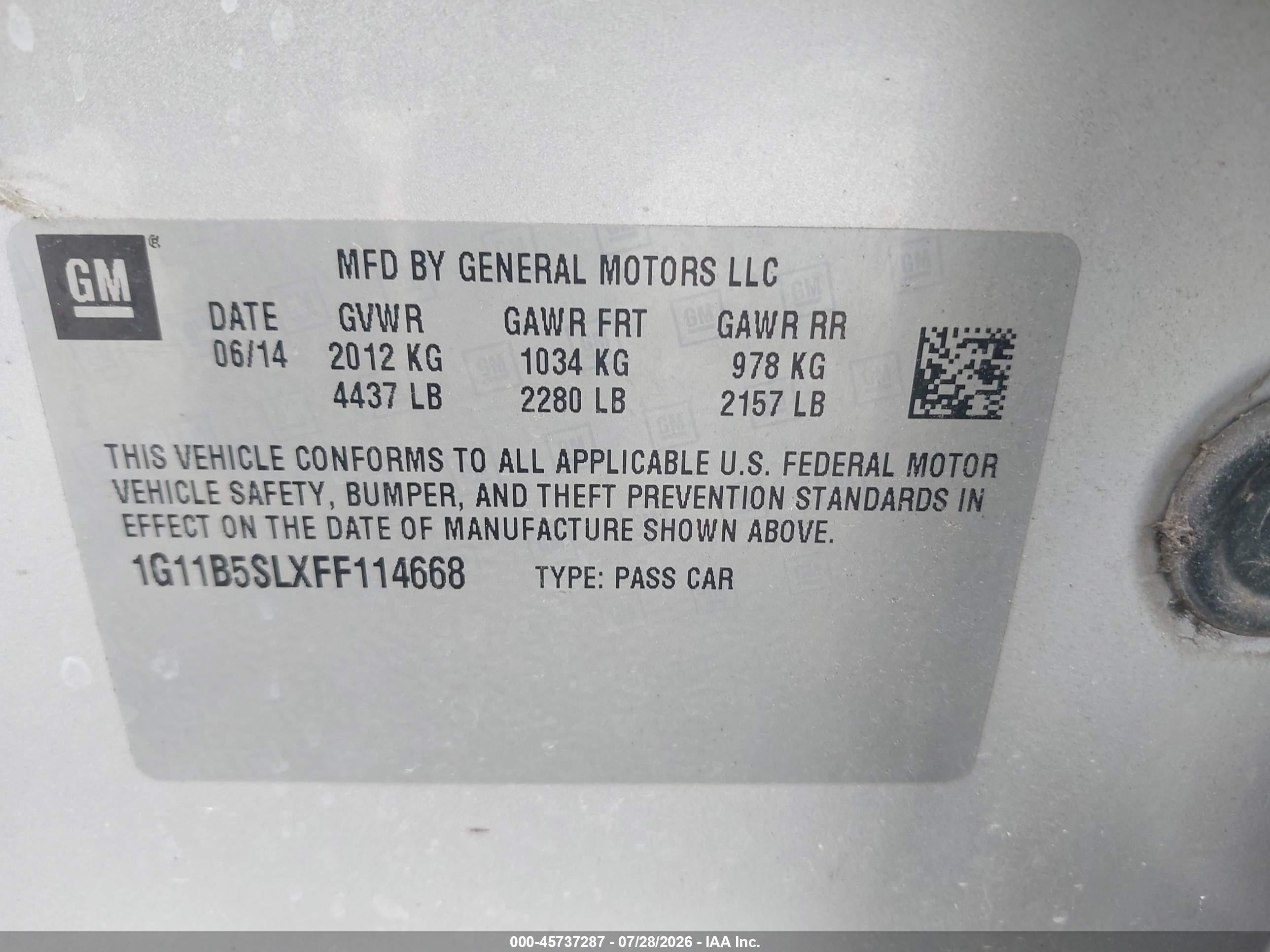 2015 Chevrolet Malibu Ls Серебряный vin: 1G11B5SLXFF114668