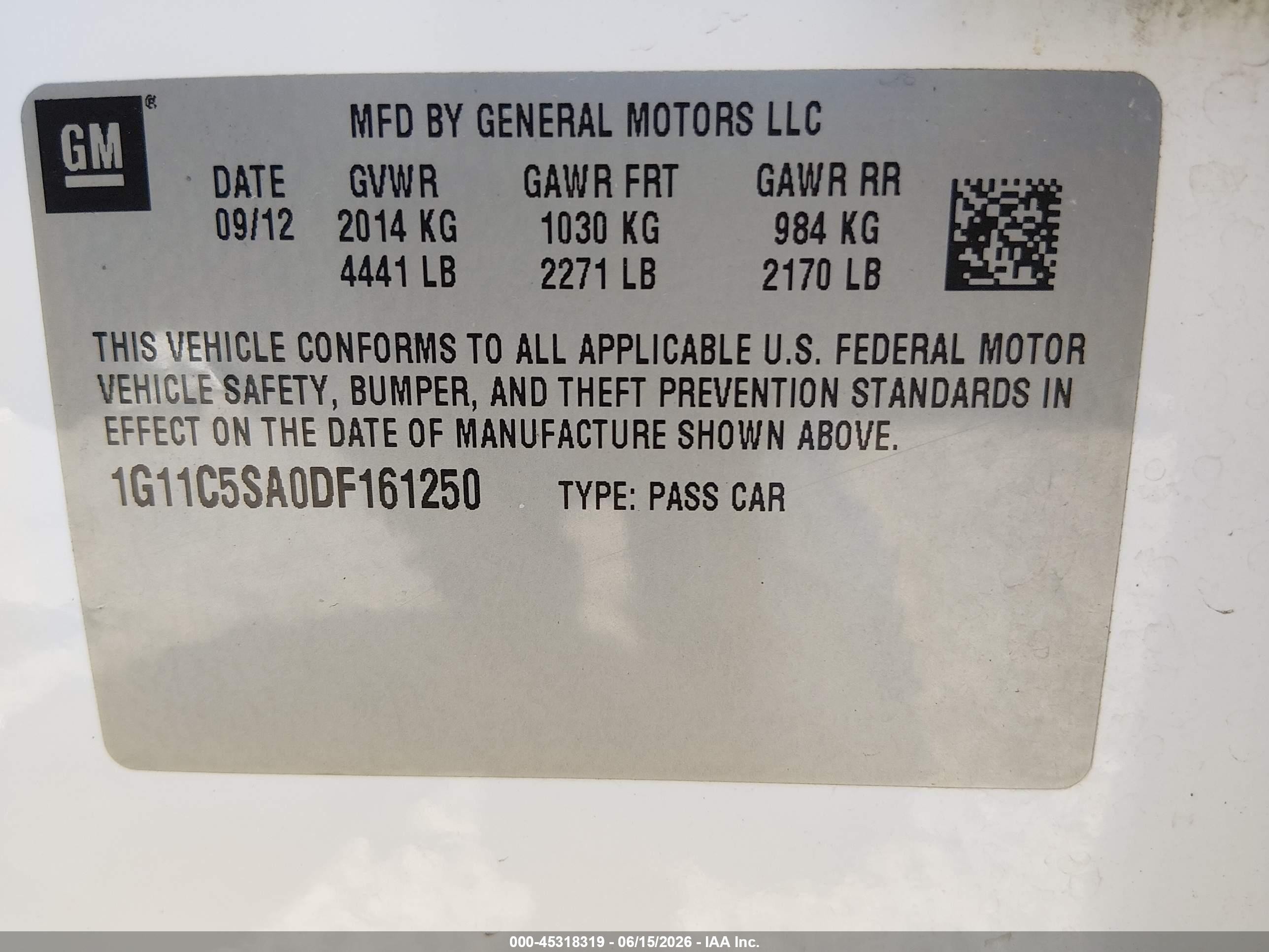 2013 Chevrolet Malibu 1lt White vin: 1G11C5SA0DF161250