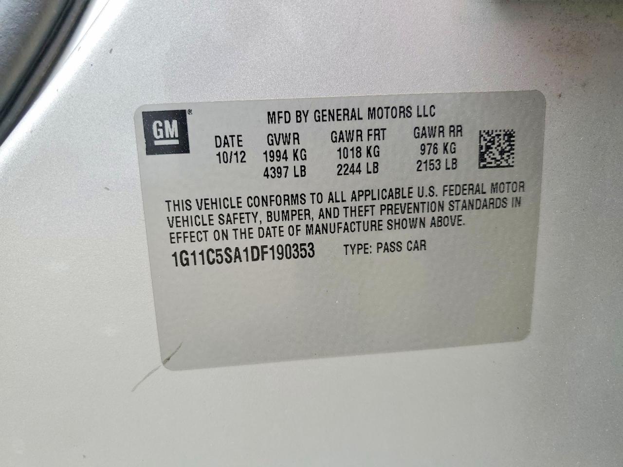 2013 Chevrolet Malibu 1lt Серебряный vin: 1G11C5SA1DF190353