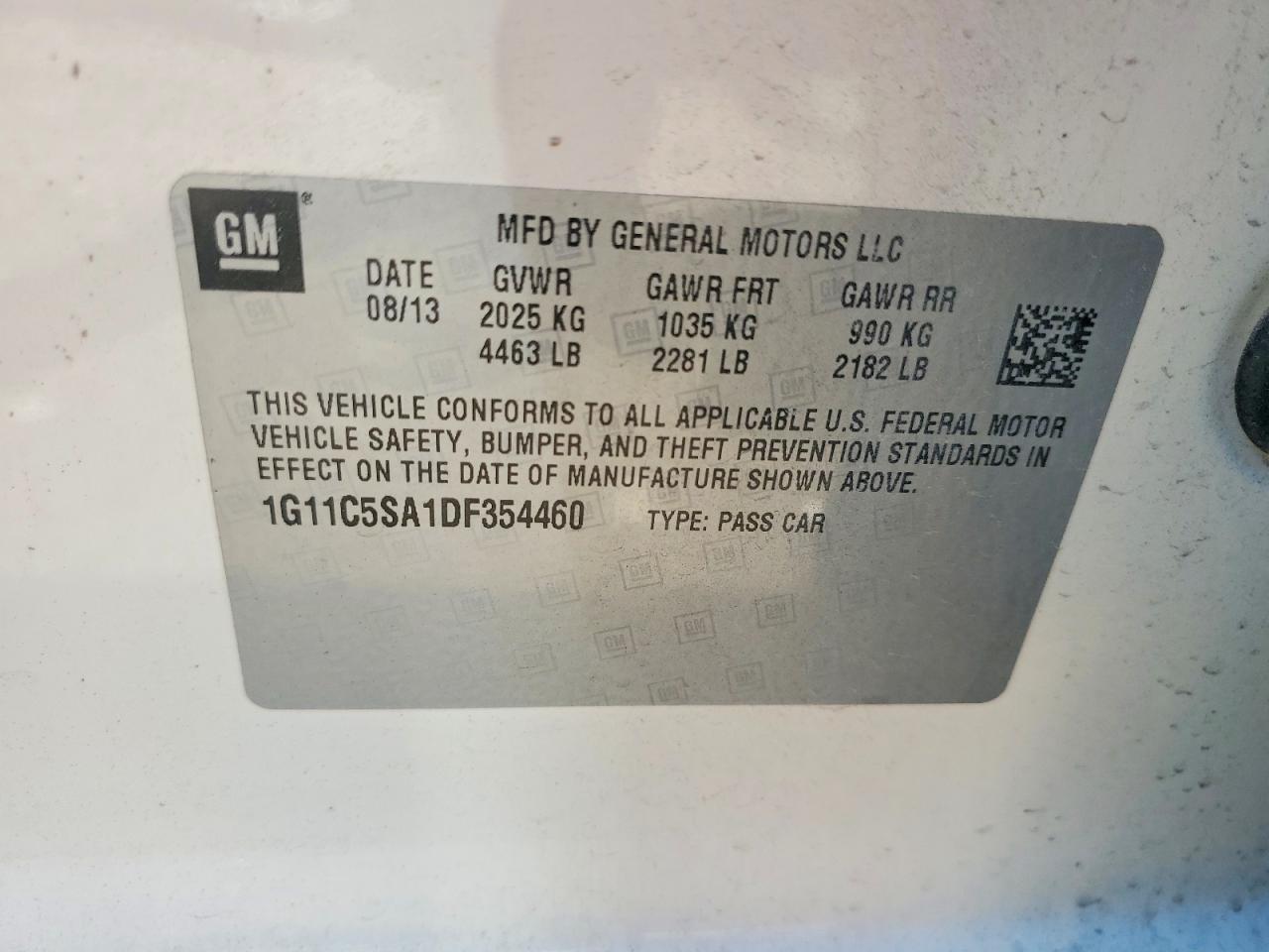 2013 Chevrolet Malibu 1lt White vin: 1G11C5SA1DF354460