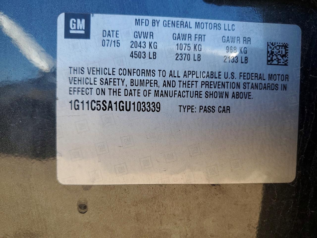 2016 Chevrolet Malibu Limited Lt Серый vin: 1G11C5SA1GU103339