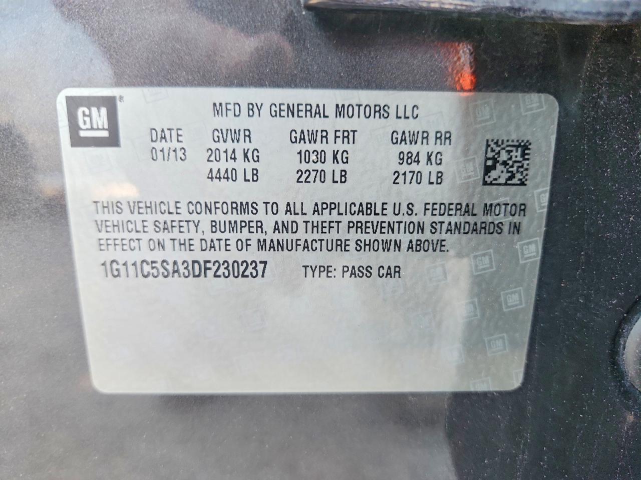 2013 Chevrolet Malibu 1lt Gray vin: 1G11C5SA3DF230237