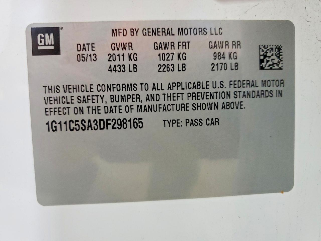 2013 Chevrolet Malibu 1lt White vin: 1G11C5SA3DF298165