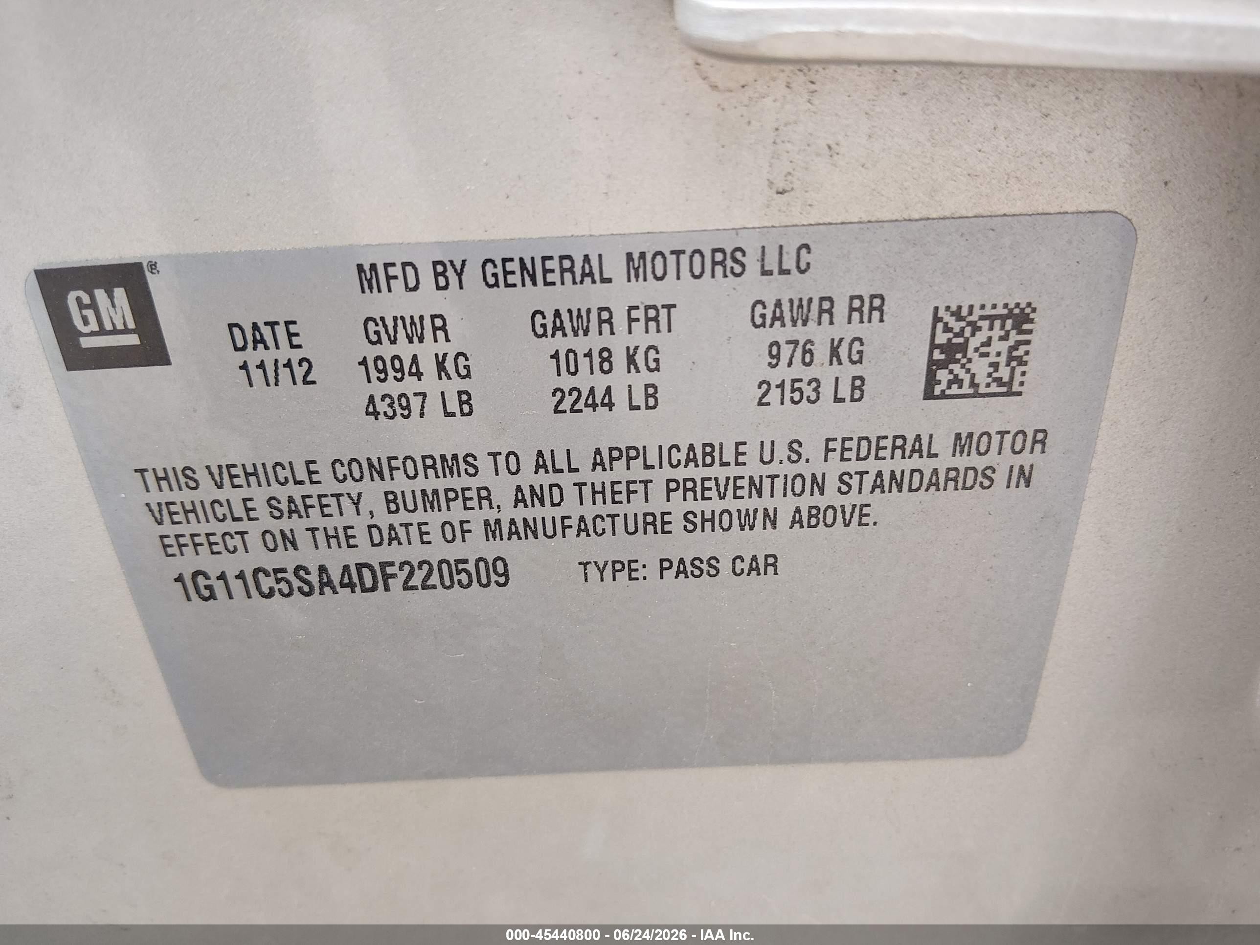 2013 Chevrolet Malibu 1lt Champagne vin: 1G11C5SA4DF220509
